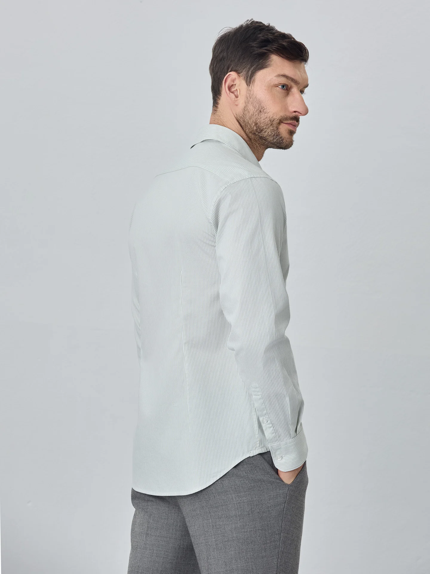 Camisa slim fit oxford riscas de algodão 100% bci - Image 3