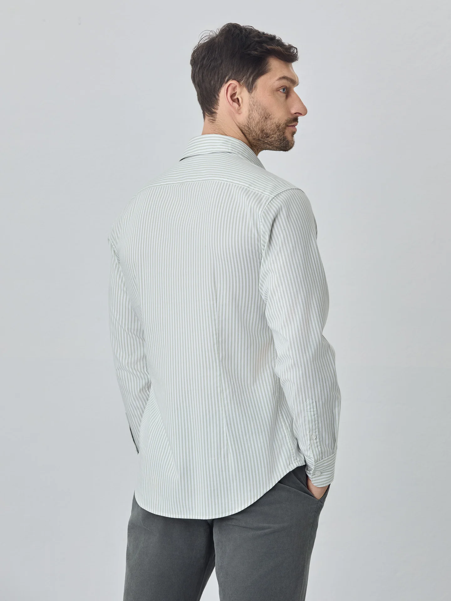 Camisa slim fit oxford riscas em algodão 100% bci - Image 3