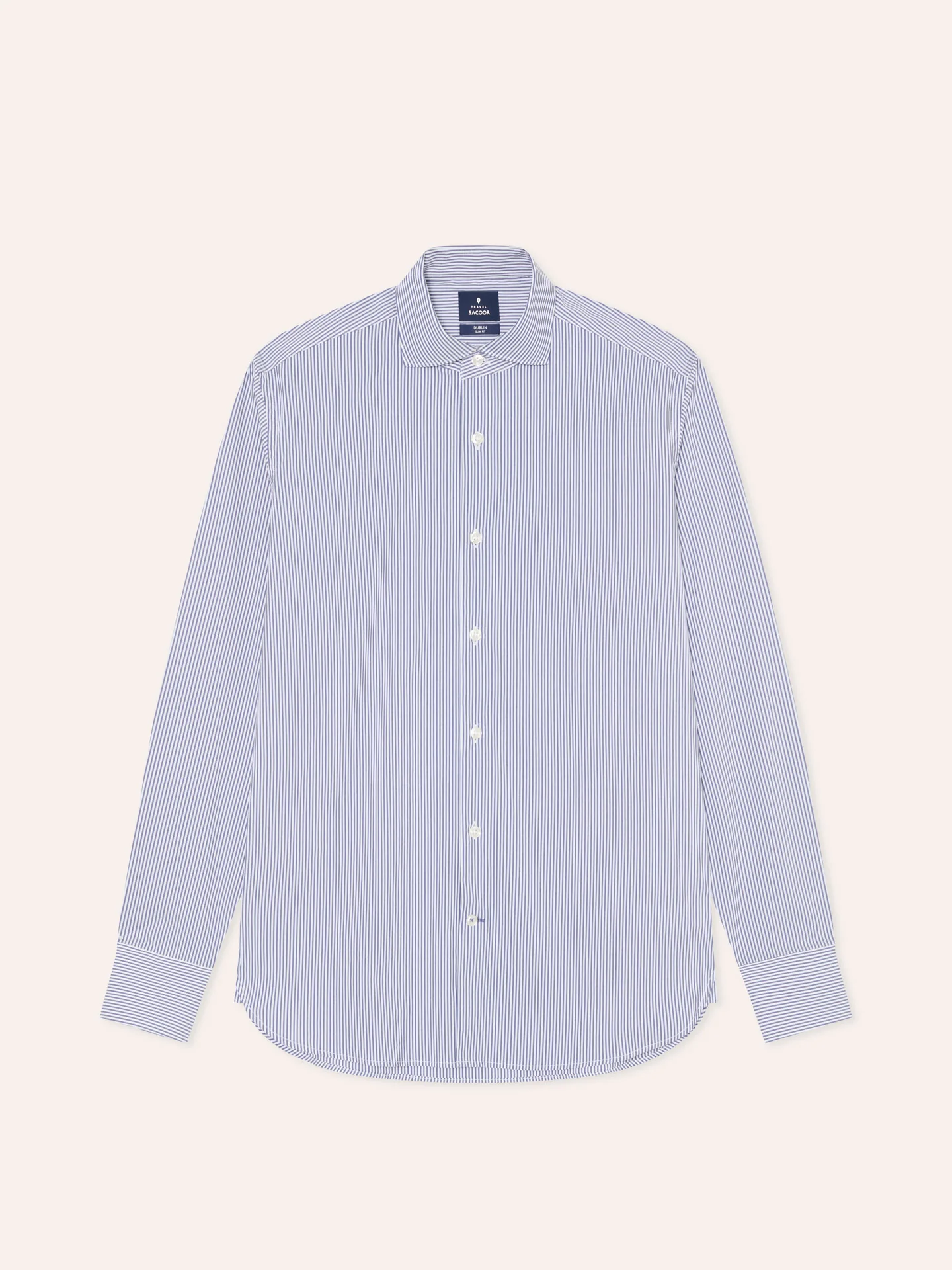 Camisa slim fit Performance de riscas com colarinho Dublin - Image 4