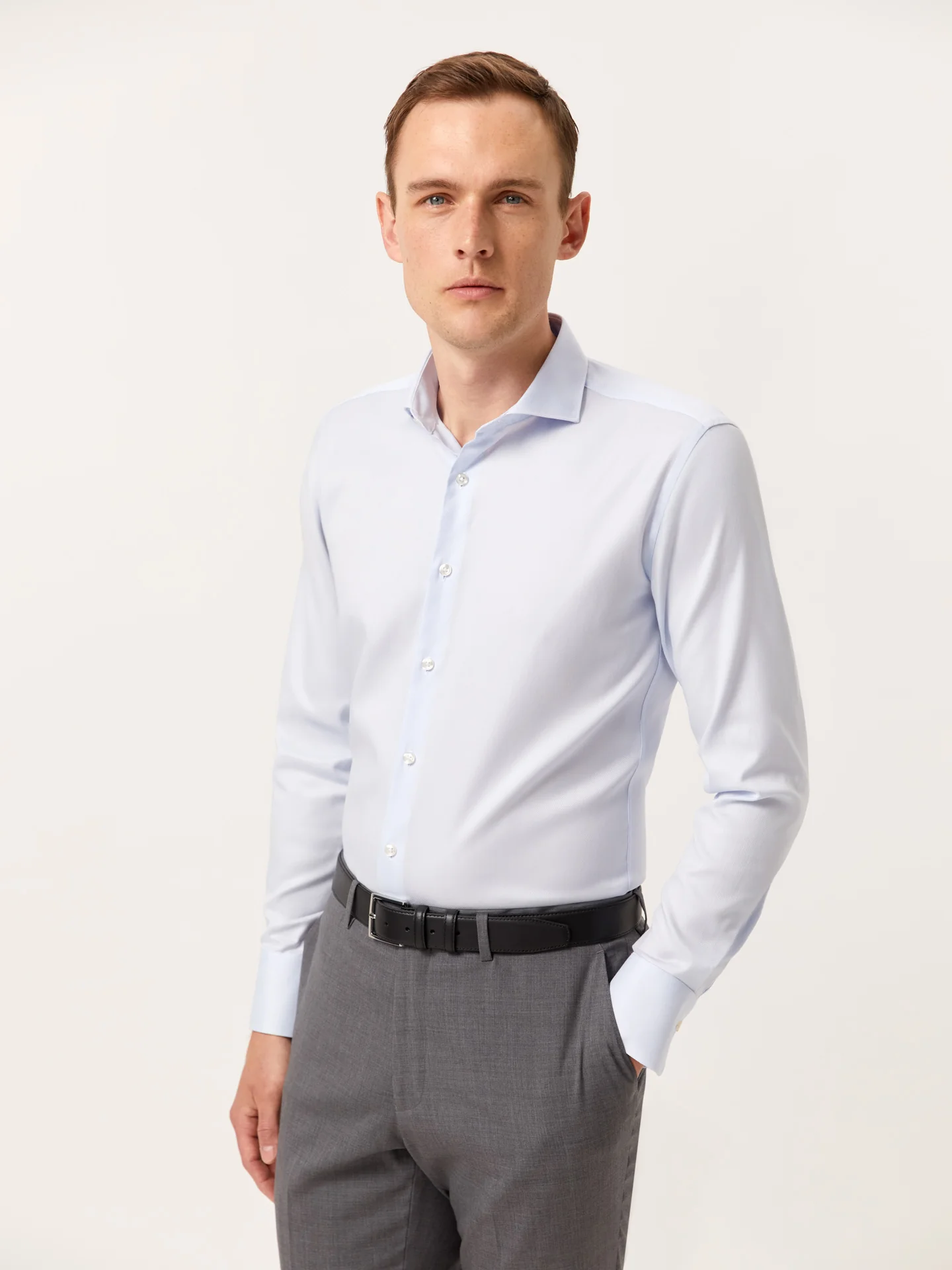 Camisa slim fit texturizada com colarinho de Dublin