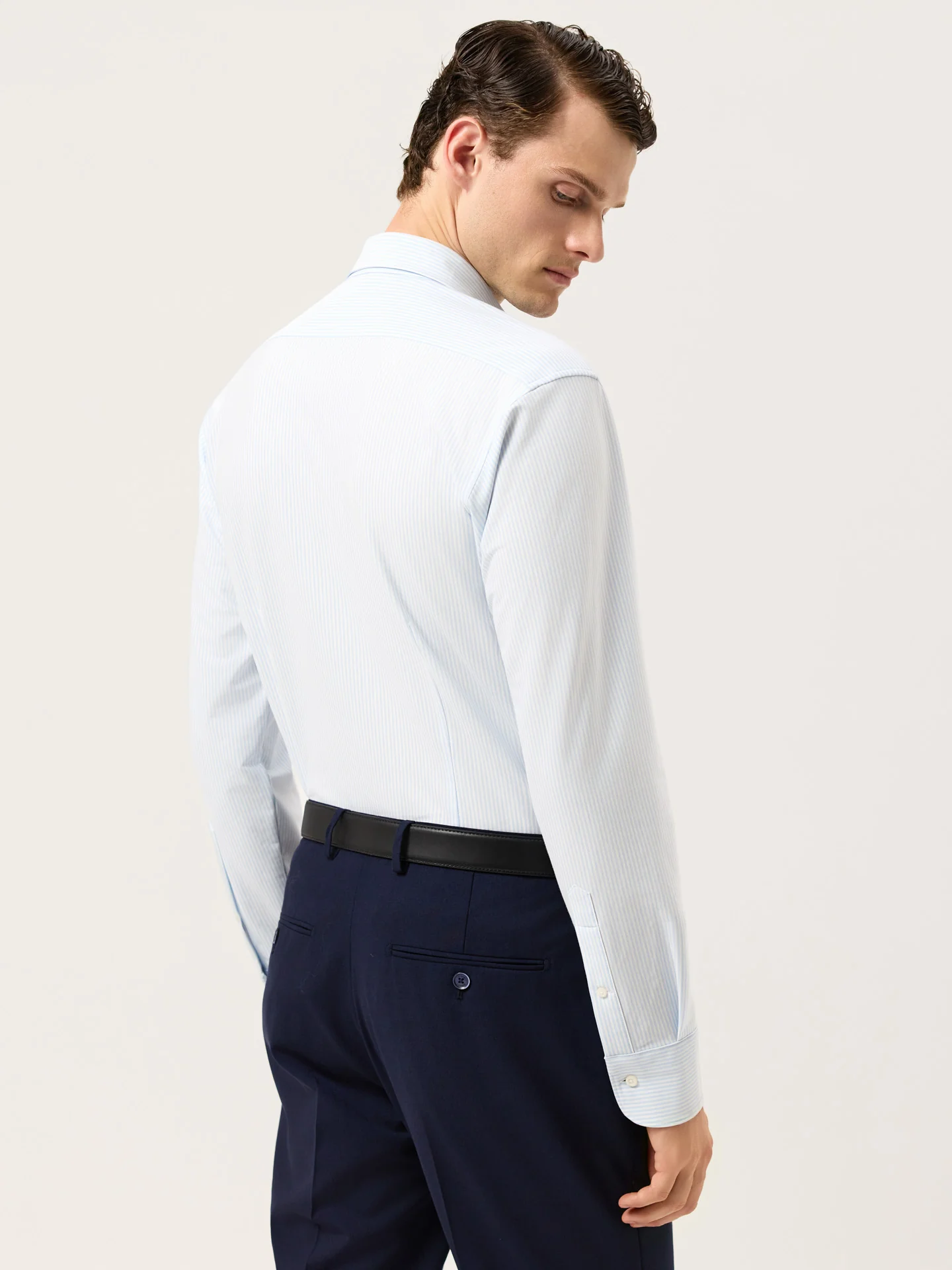 Camisa Travel Slim Fit de Riscas com Colarinho Newport - Image 3