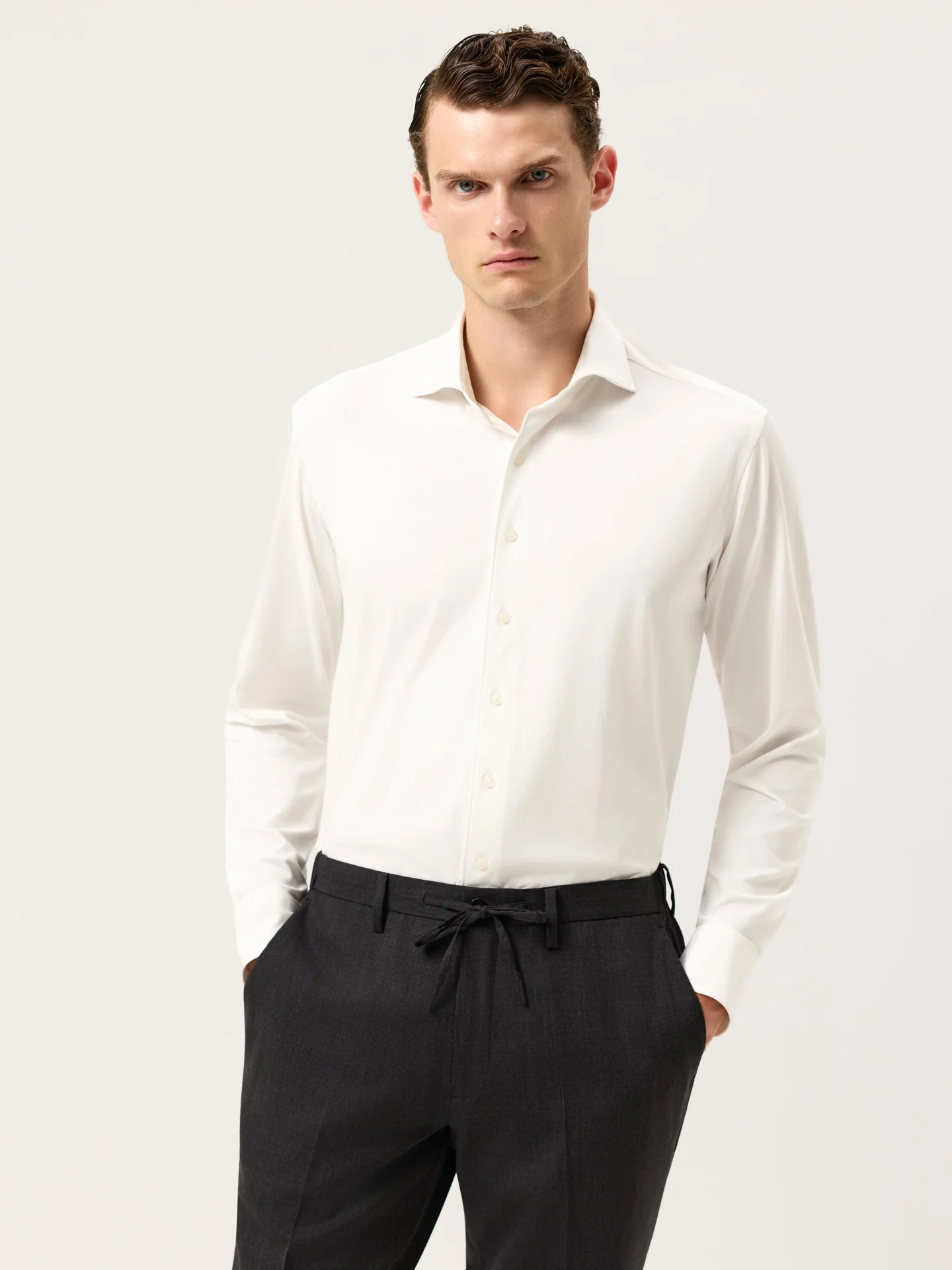 Camisa Travel Slim Fit em Jersey com Elasticidade com Colarinho Newport - Image 10