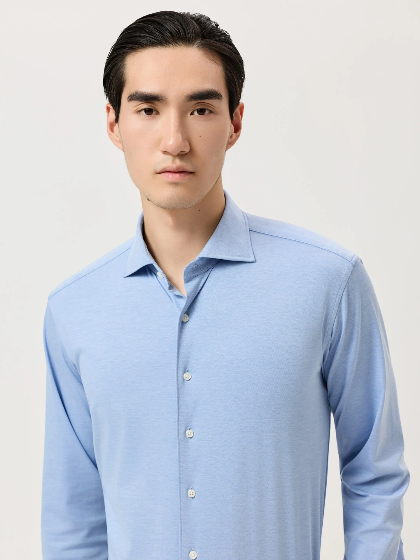 Camisa Travel Slim Fit em Jersey com Elasticidade com Colarinho Newport - Image 2