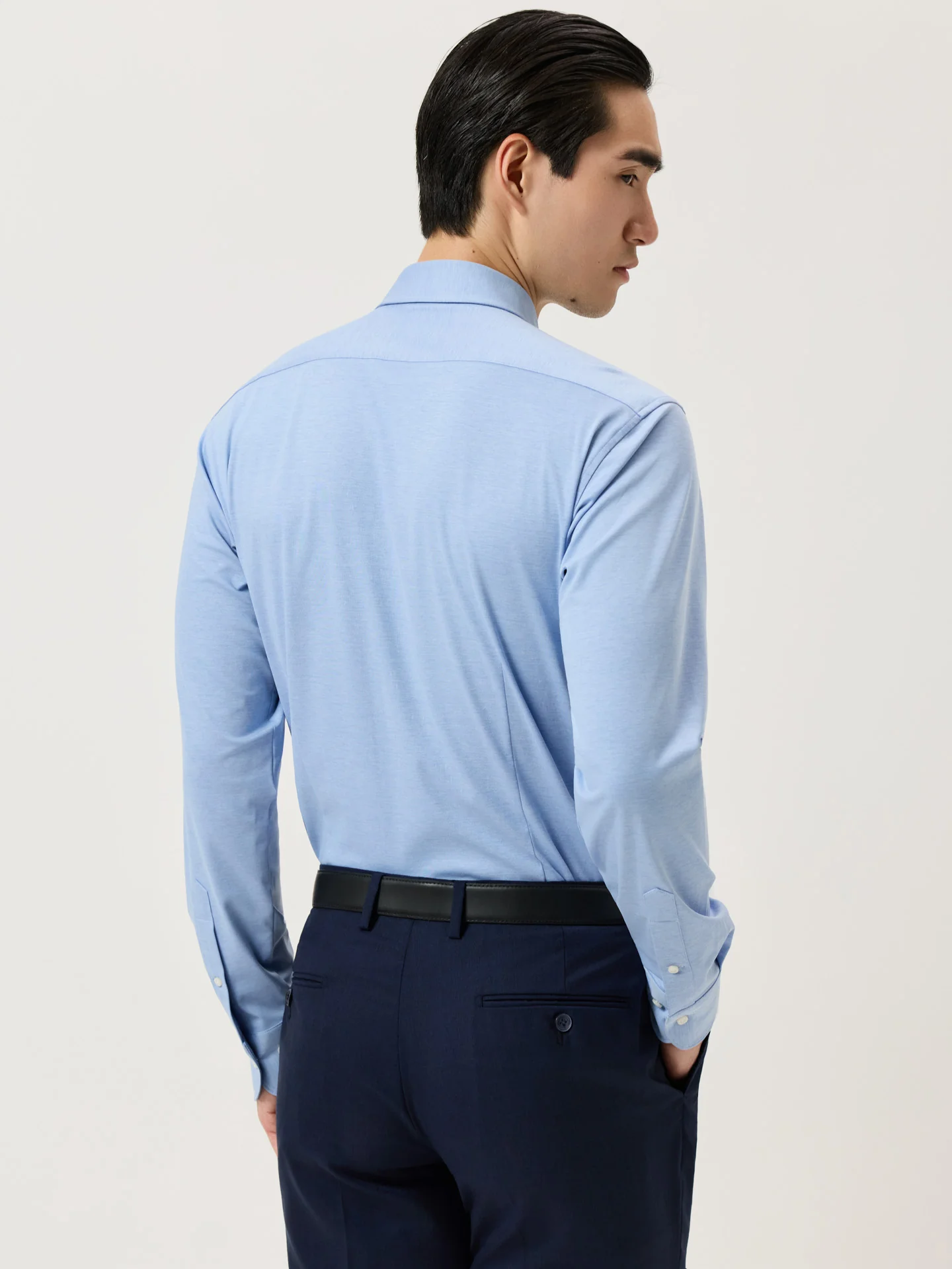 Camisa Travel Slim Fit em Jersey com Elasticidade com Colarinho Newport - Image 3