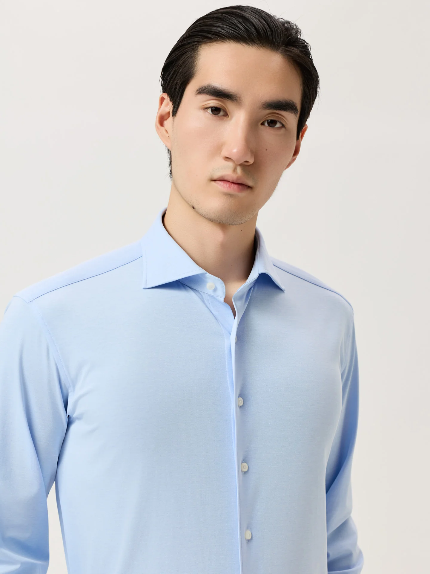 Camisa Travel Slim Fit em Jersey com Elasticidade com Colarinho Newport - Image 5