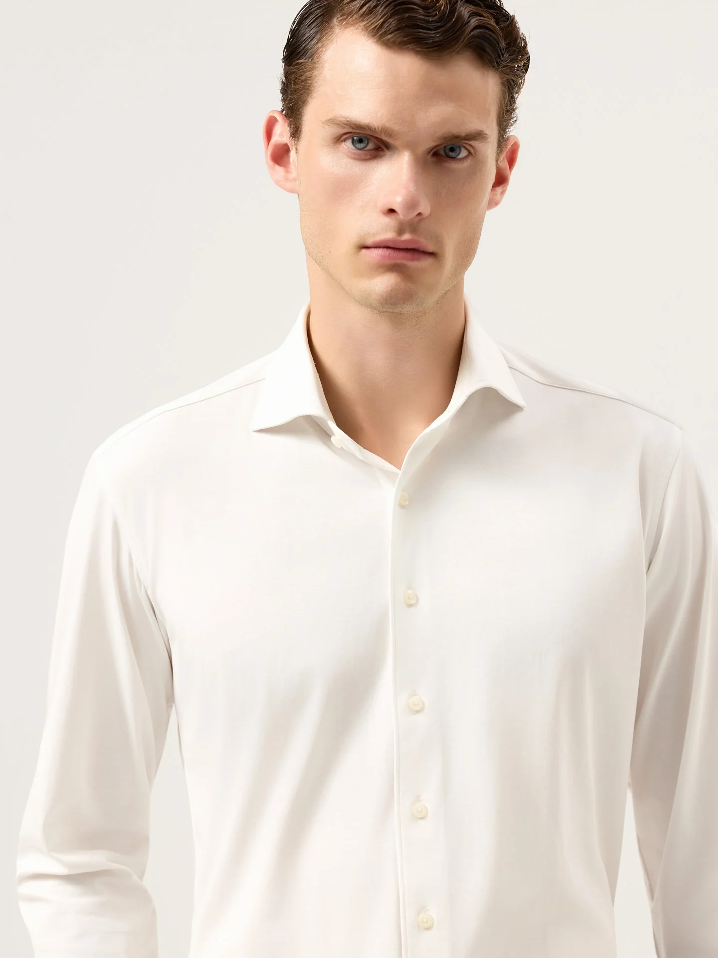 Camisa Travel Slim Fit em Jersey com Elasticidade com Colarinho Newport - Image 9
