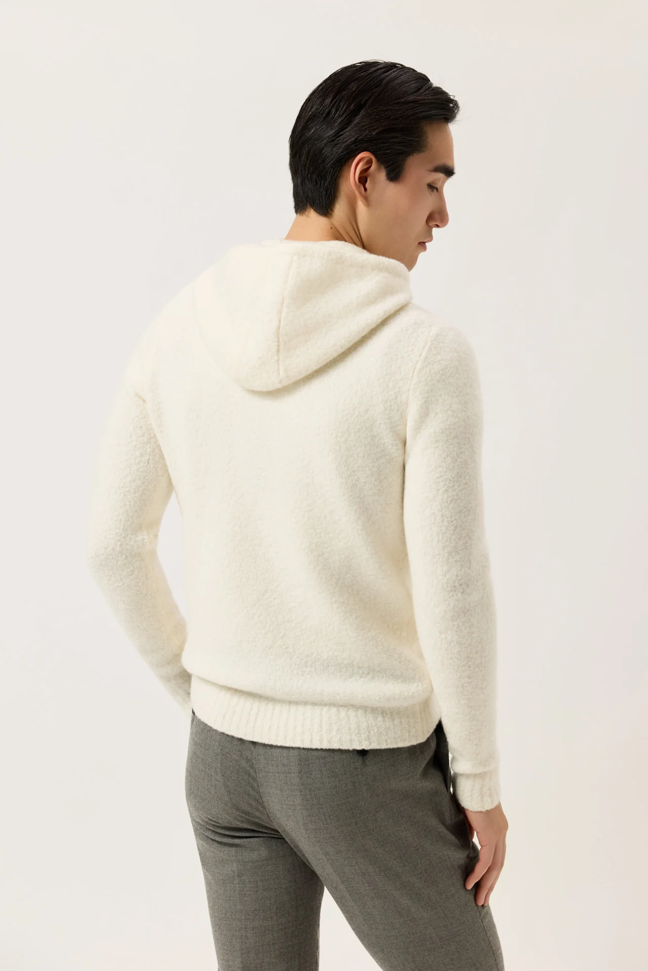 Camisola com Capuz e Manga Comprida em Malha Bouclé de Lã e Caxemira - Image 8