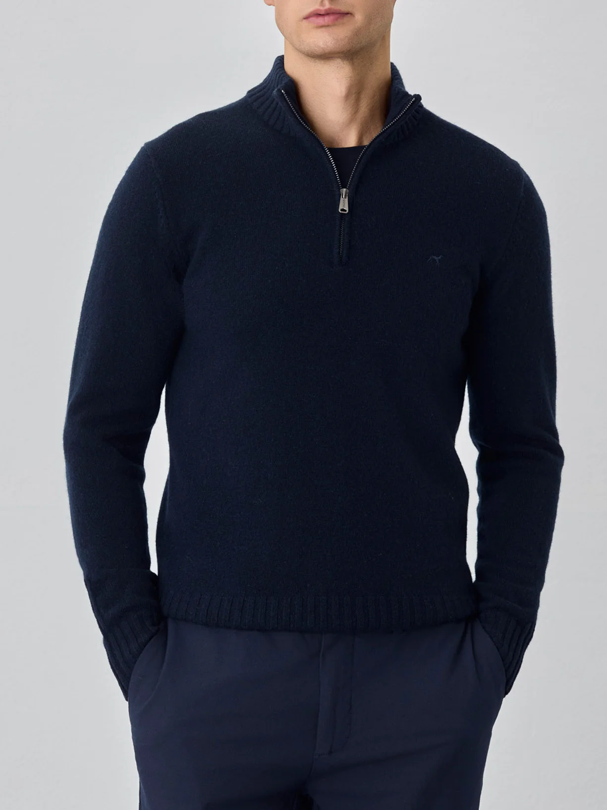 Camisola com fecho parcial de manga comprida lavável na máquina em lambswool - Image 2