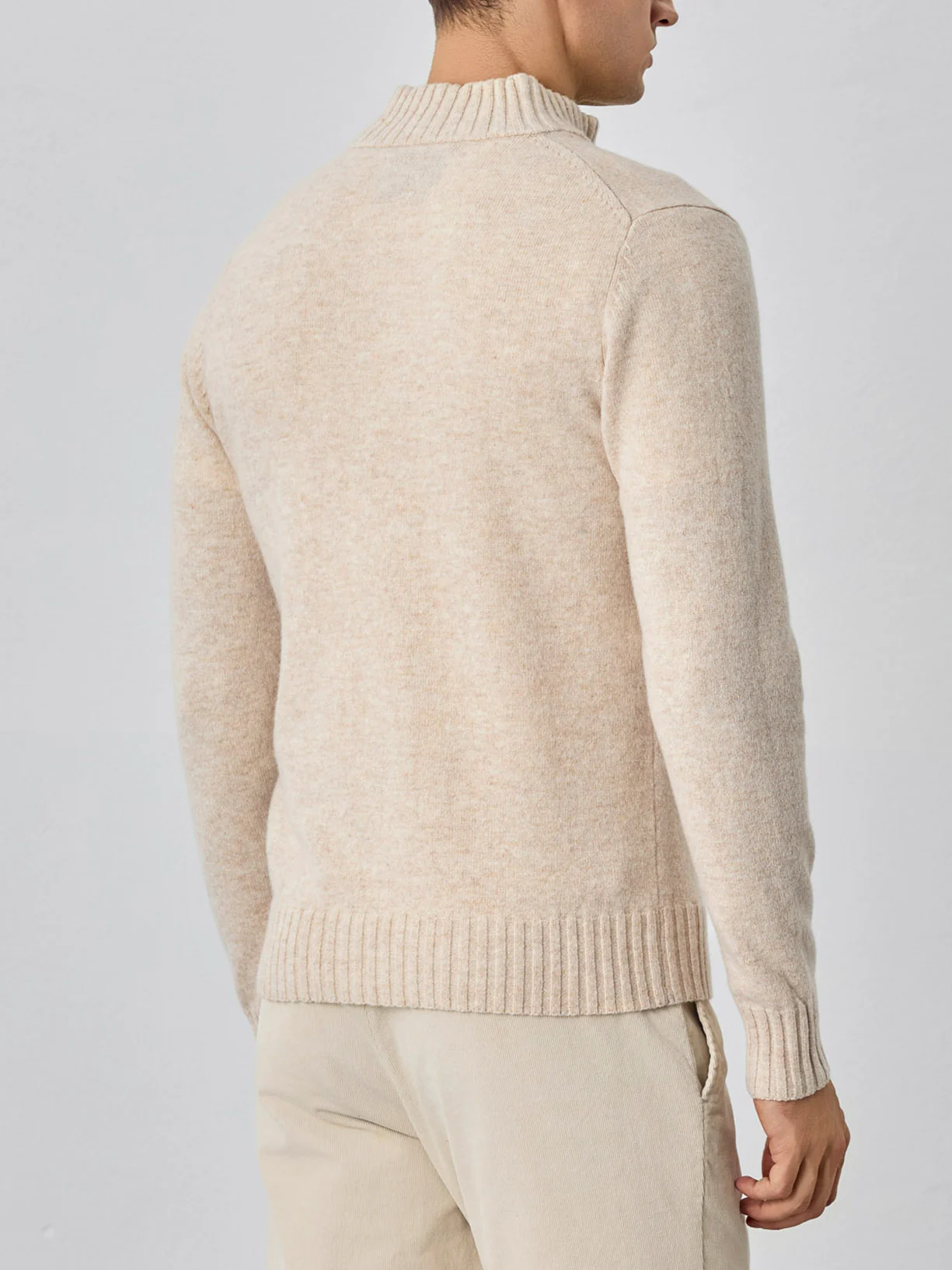 Camisola com fecho parcial de manga comprida lavável na máquina em lambswool - Image 7