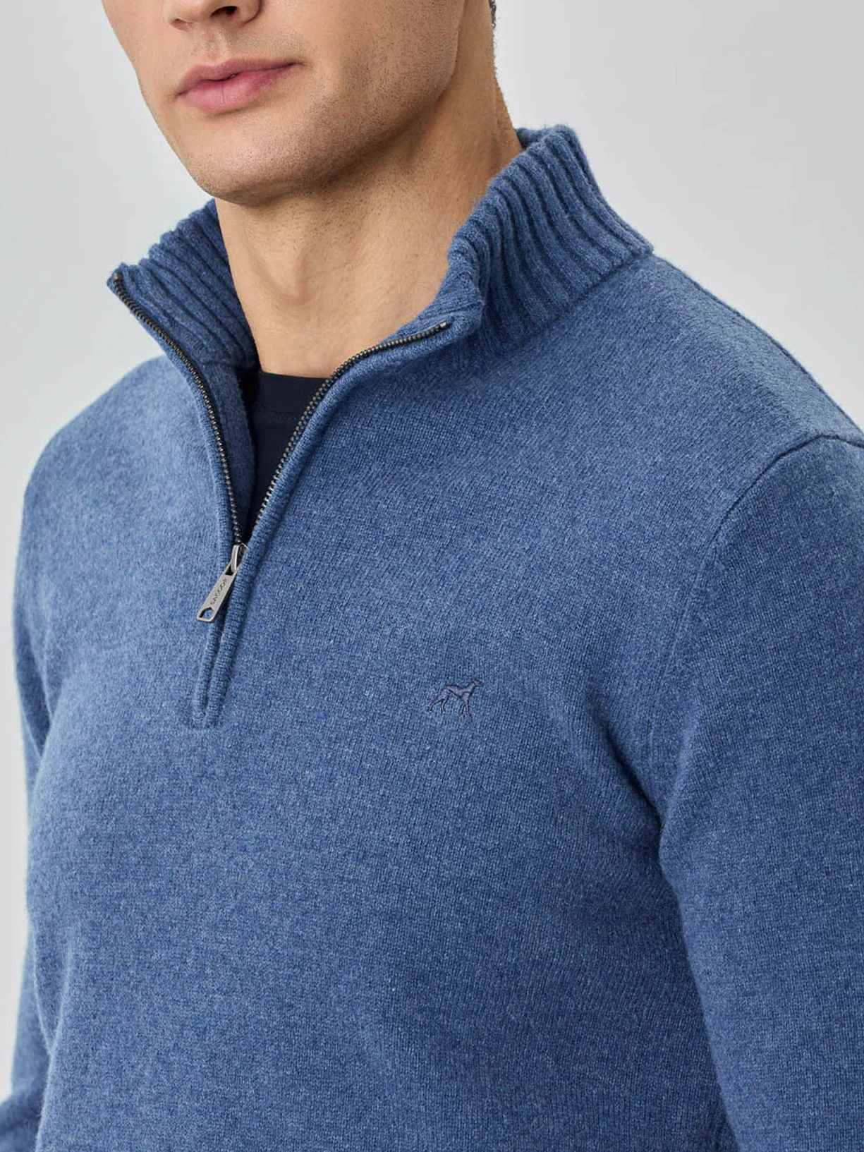Camisola com fecho parcial de manga comprida lavável na máquina em lambswool - Image 9