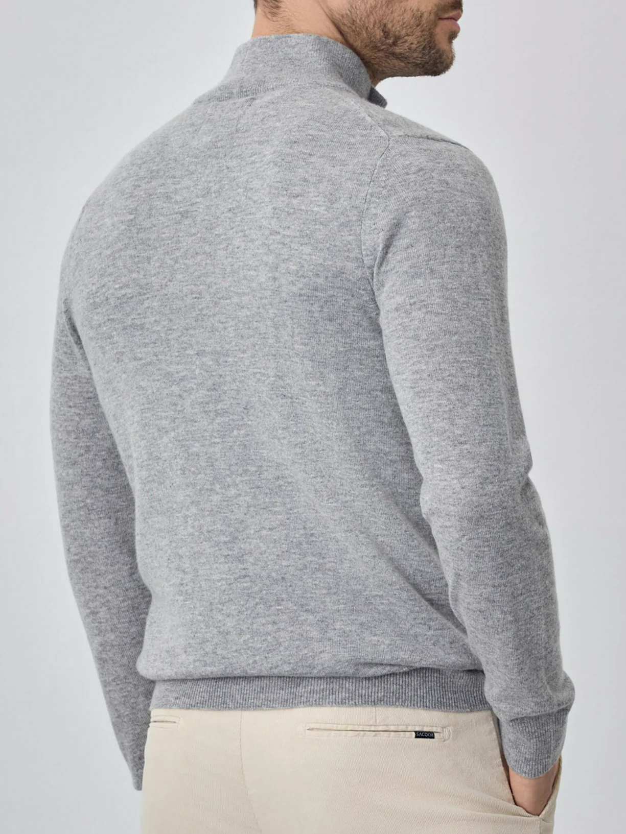 Camisola com fecho parcial de manga comprida lavável na máquina em mistura de lambswool - Image 15