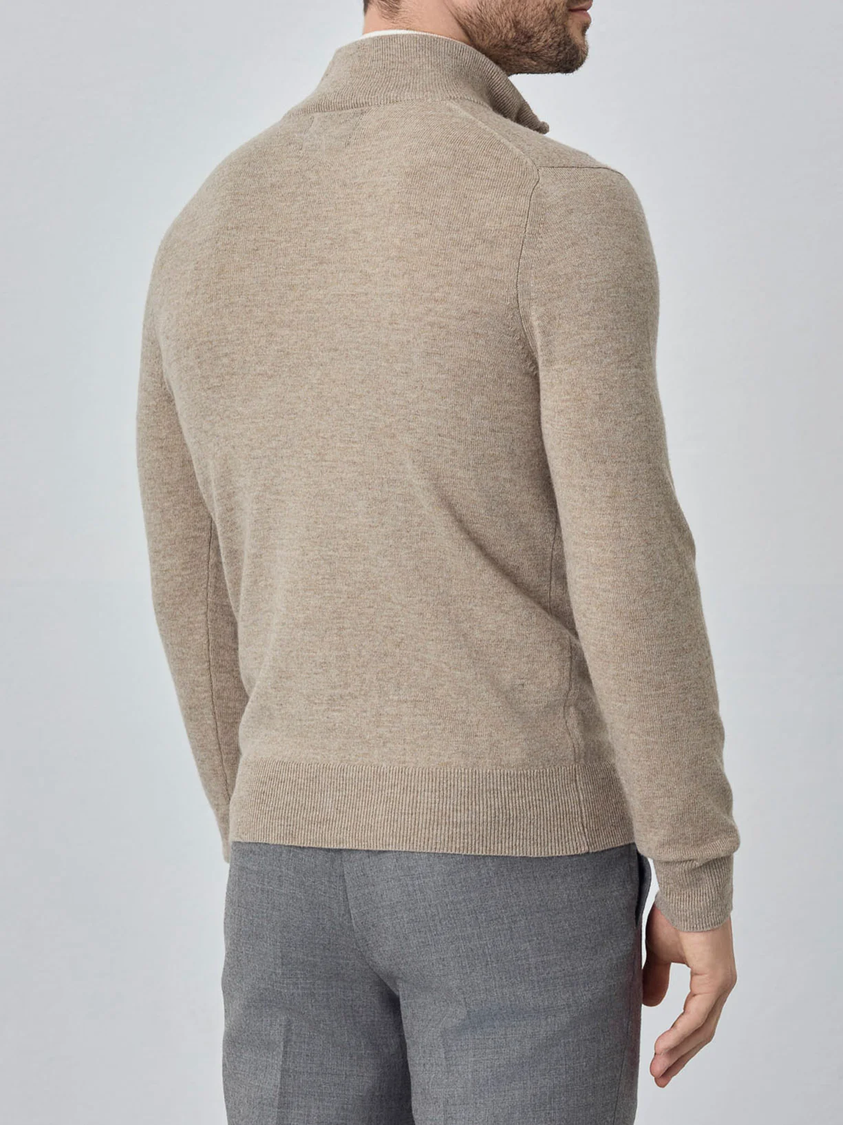 Camisola com fecho parcial de manga comprida lavável na máquina em mistura de lambswool - Image 3