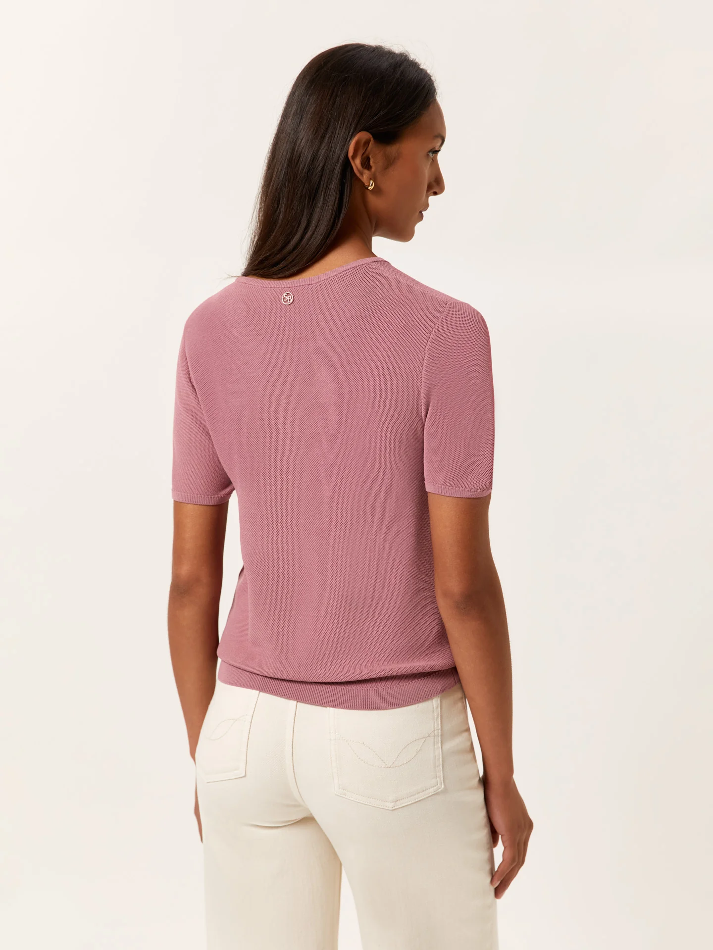 Camisola de decote redondo com mangas curtas em mistura de Viscose - Image 3