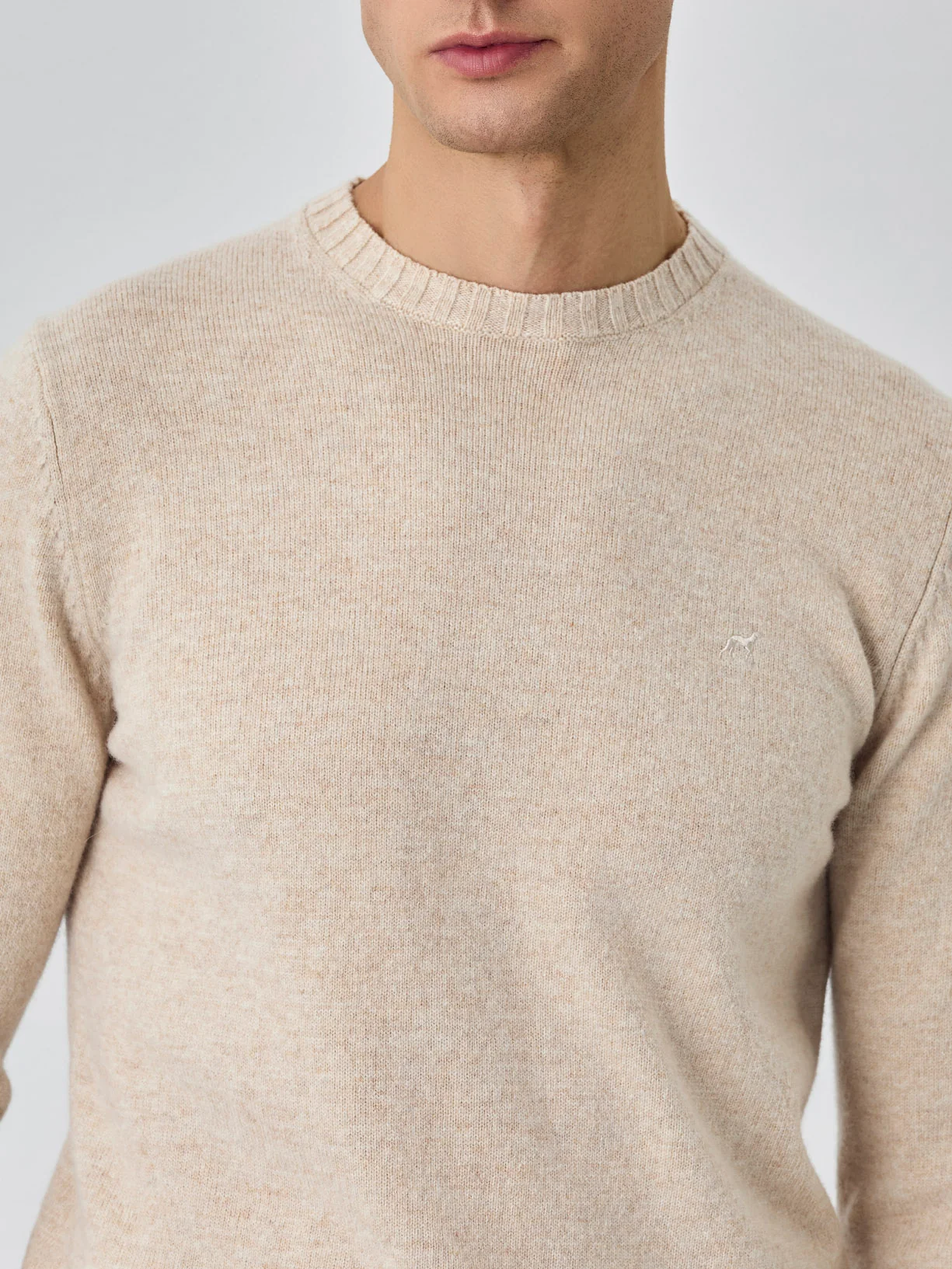 Camisola de decote redondo de manga comprida lavável na máquina em lambswool - Image 5