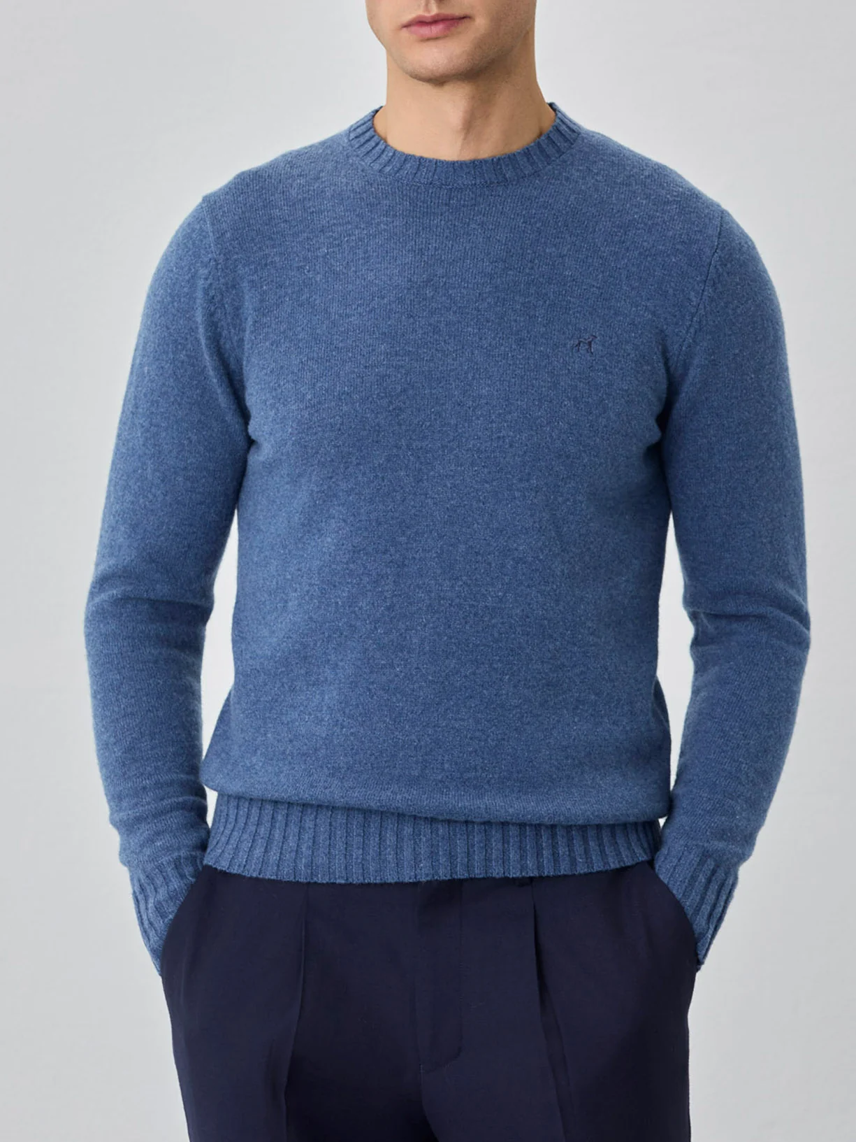Camisola de decote redondo de manga comprida lavável na máquina em lambswool - Image 7