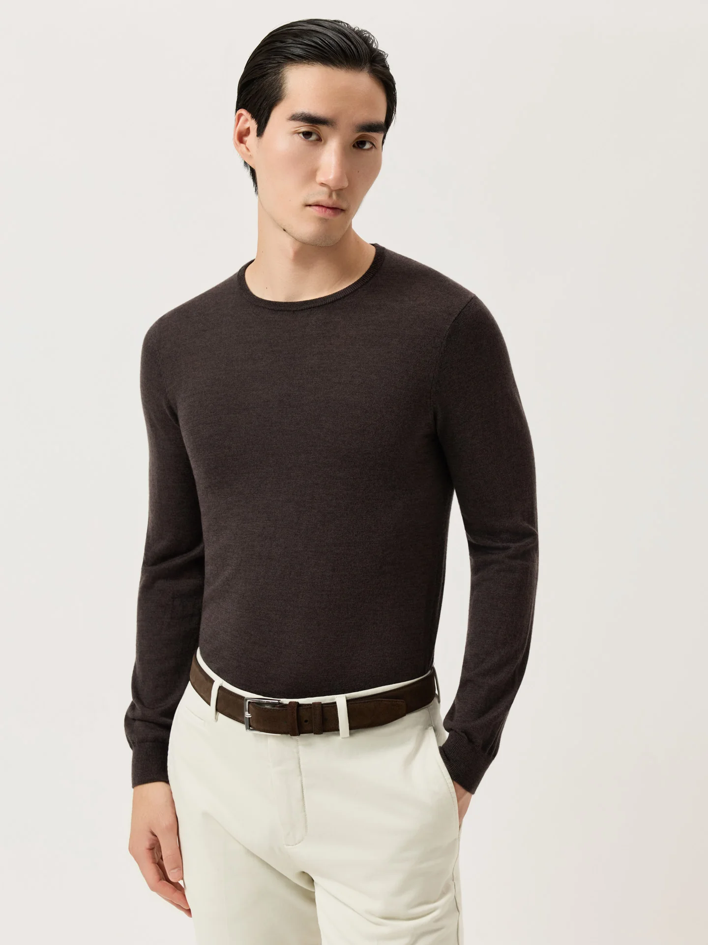 Camisola de Decote Redondo e Manga Comprida em Lã Merino Extra Fina - Image 14