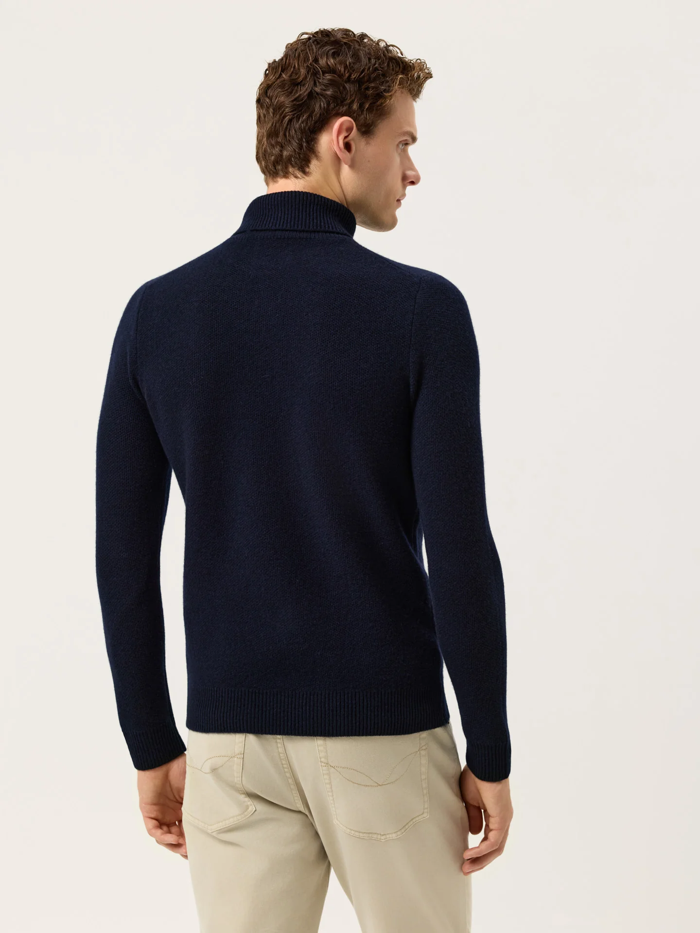 Camisola de Gola Alta e Manga Comprida com um Ponto Fantasia em Lambswool - Image 3