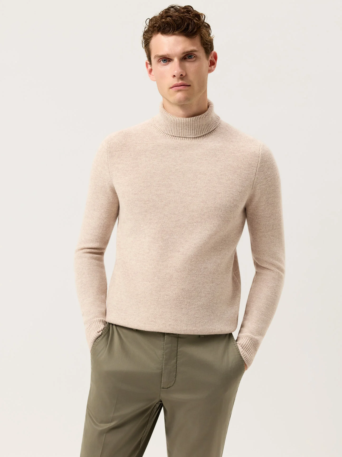 Camisola de Gola Alta e Manga Comprida com um Ponto Fantasia em Lambswool - Image 6