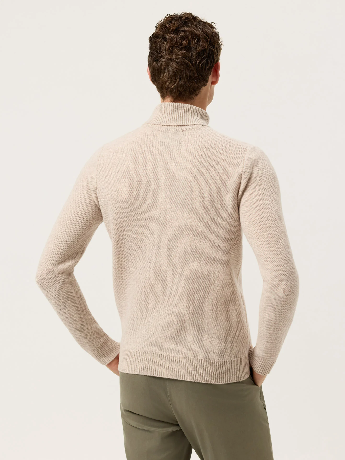 Camisola de Gola Alta e Manga Comprida com um Ponto Fantasia em Lambswool - Image 7