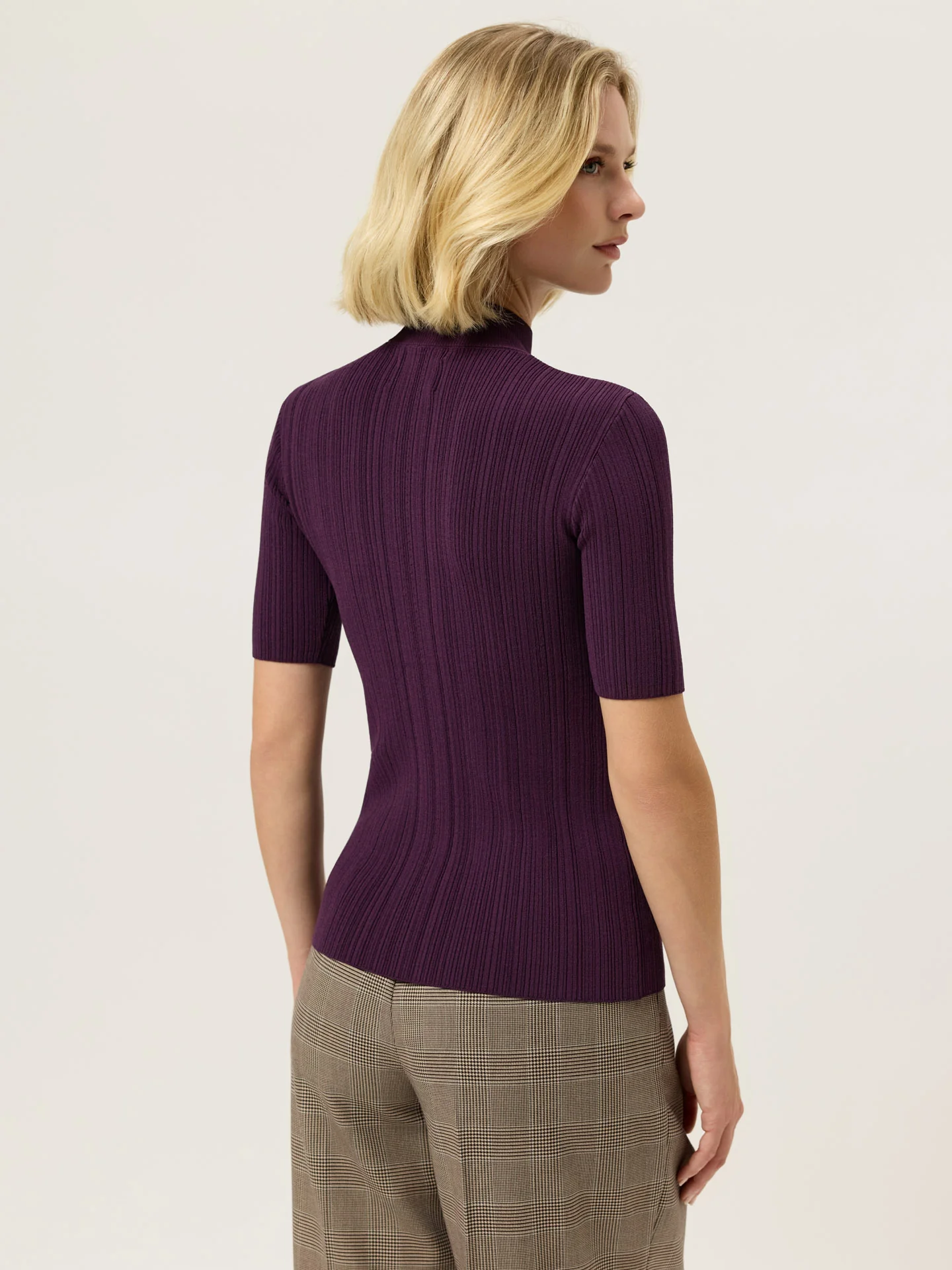 Camisola de Gola Alta em Rib com Mistura de Viscose - Image 7