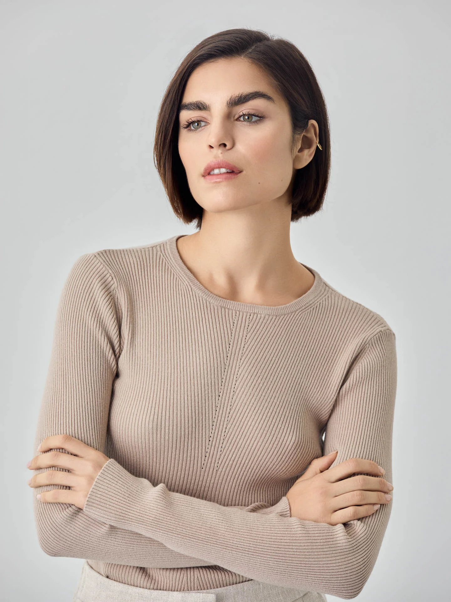 Camisola de manga comprida em malha rib com mistura de viscose - Image 7