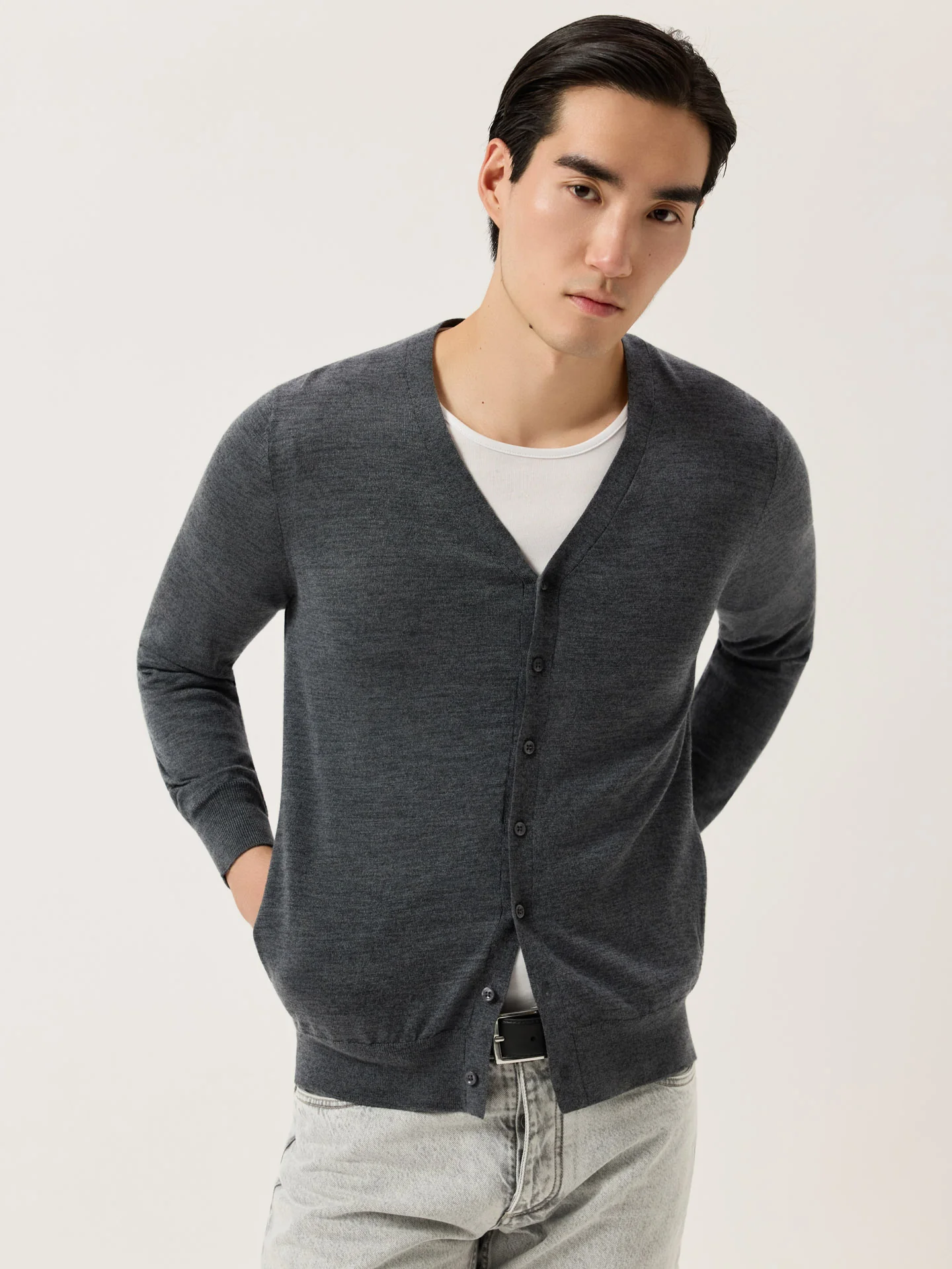 Cardigan de Manga Comprida em Lã Merino Extra Fina - Image 6
