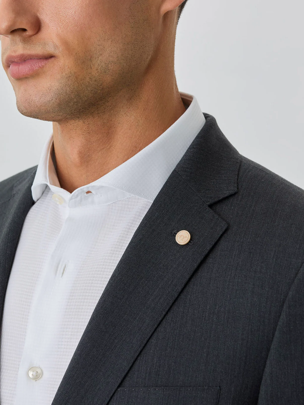 Fato business slim fit em tecido espinha - Image 4