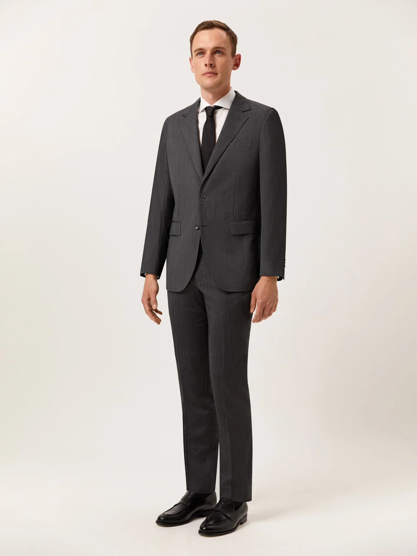 Fato slim fit em tecido espinha de lã Performance - Image 4