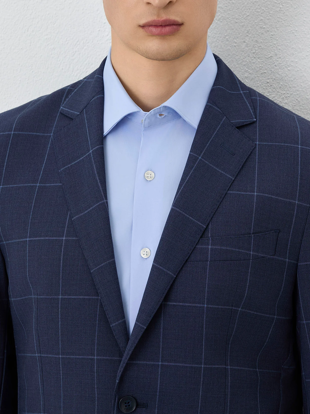 Fato Windowpane Slim Fit Em Mistura De Lã E Elastano - Image 2