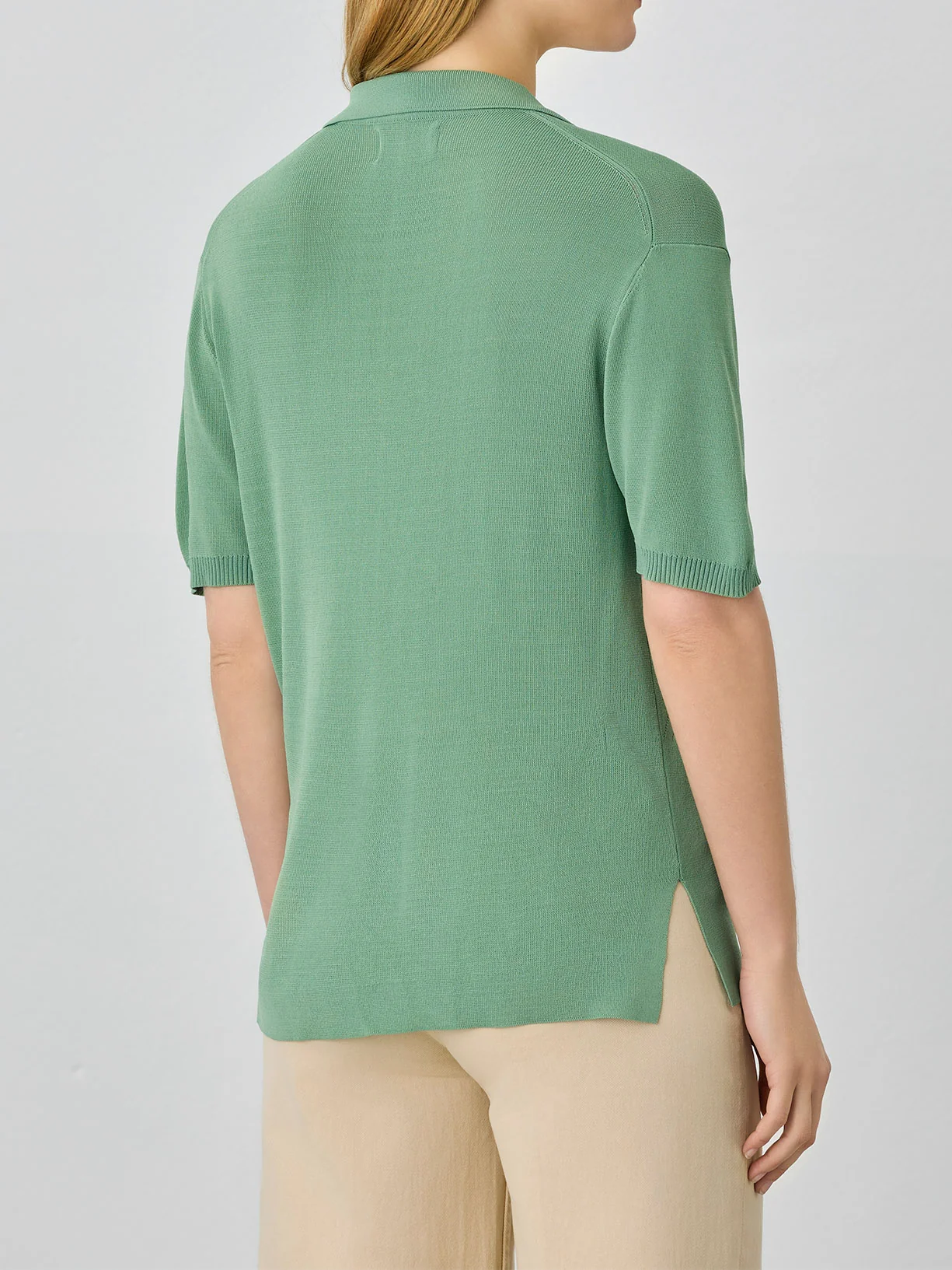 Polo De Malha Com Decote Em V Em Mistura De Viscose - Image 3