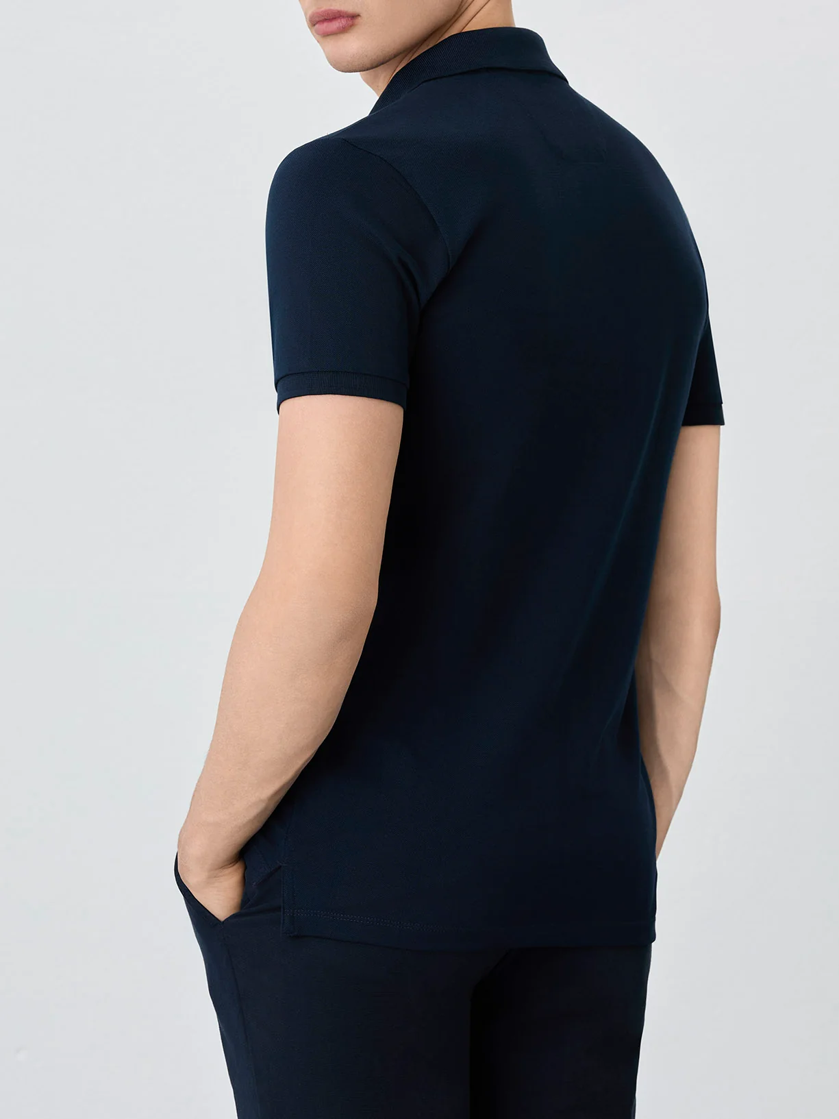 Polo Piqué Slim Fit Com Gola De Rib Em Mistura De Algodão - Image 3