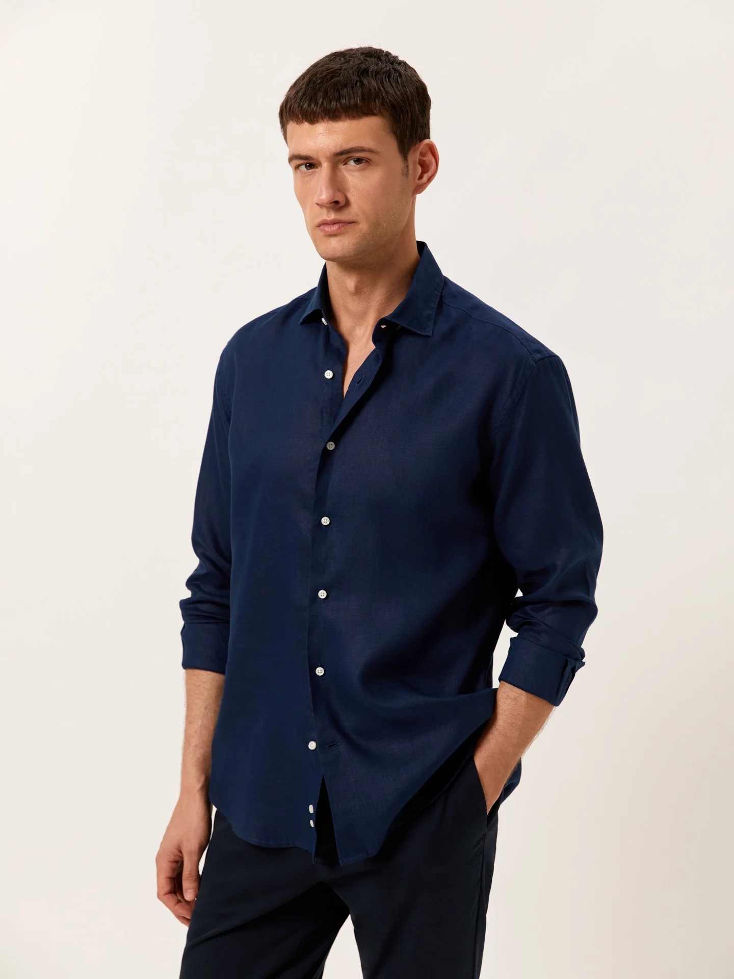 Regular Fit Camisa Aberta em 100% Linho - Image 2