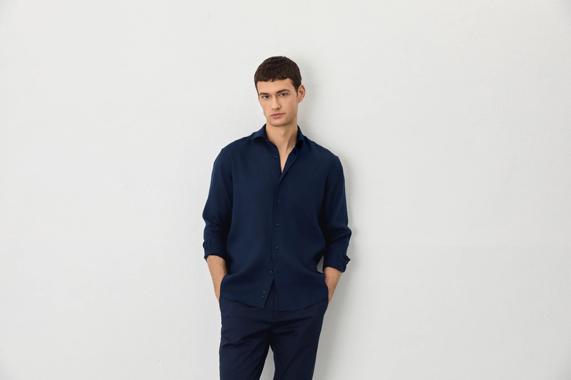 Regular Fit Camisa Aberta em 100% Linho - Image 5