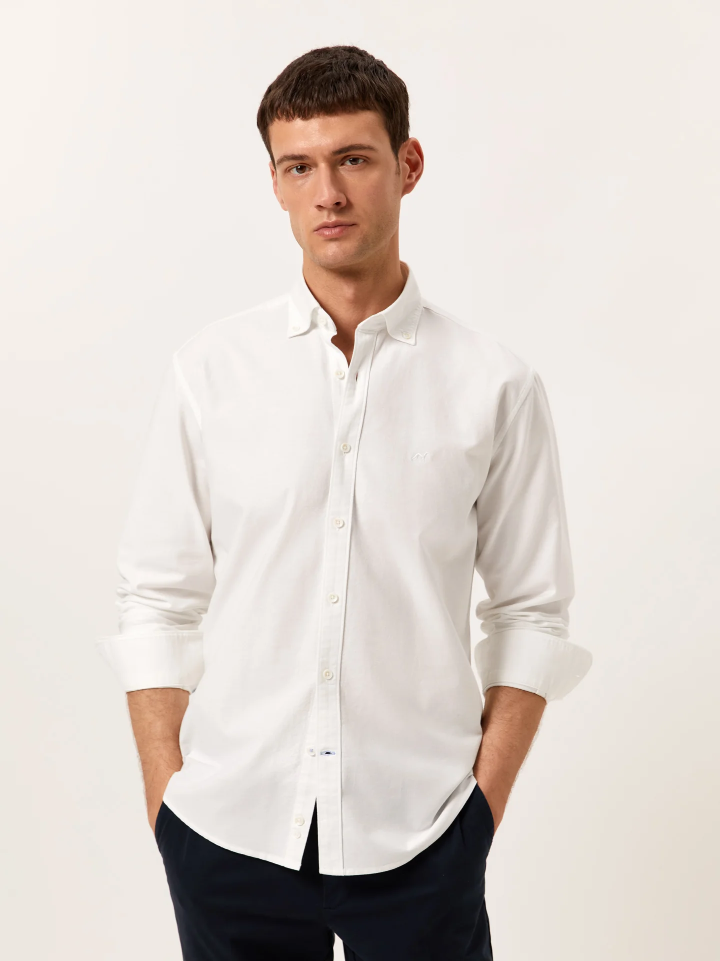 Regular Fit Camisa Oxford em Algodão Comfort