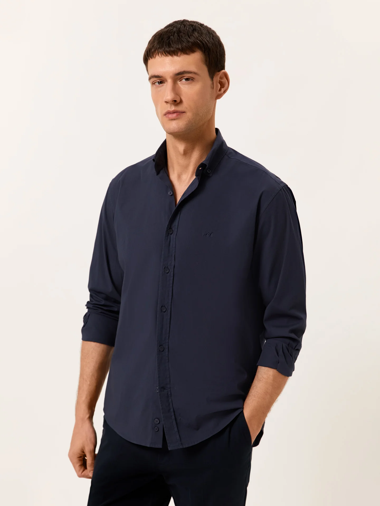 Regular Fit Camisa Popeline Garment Dye em Algodão Comfort - Image 3