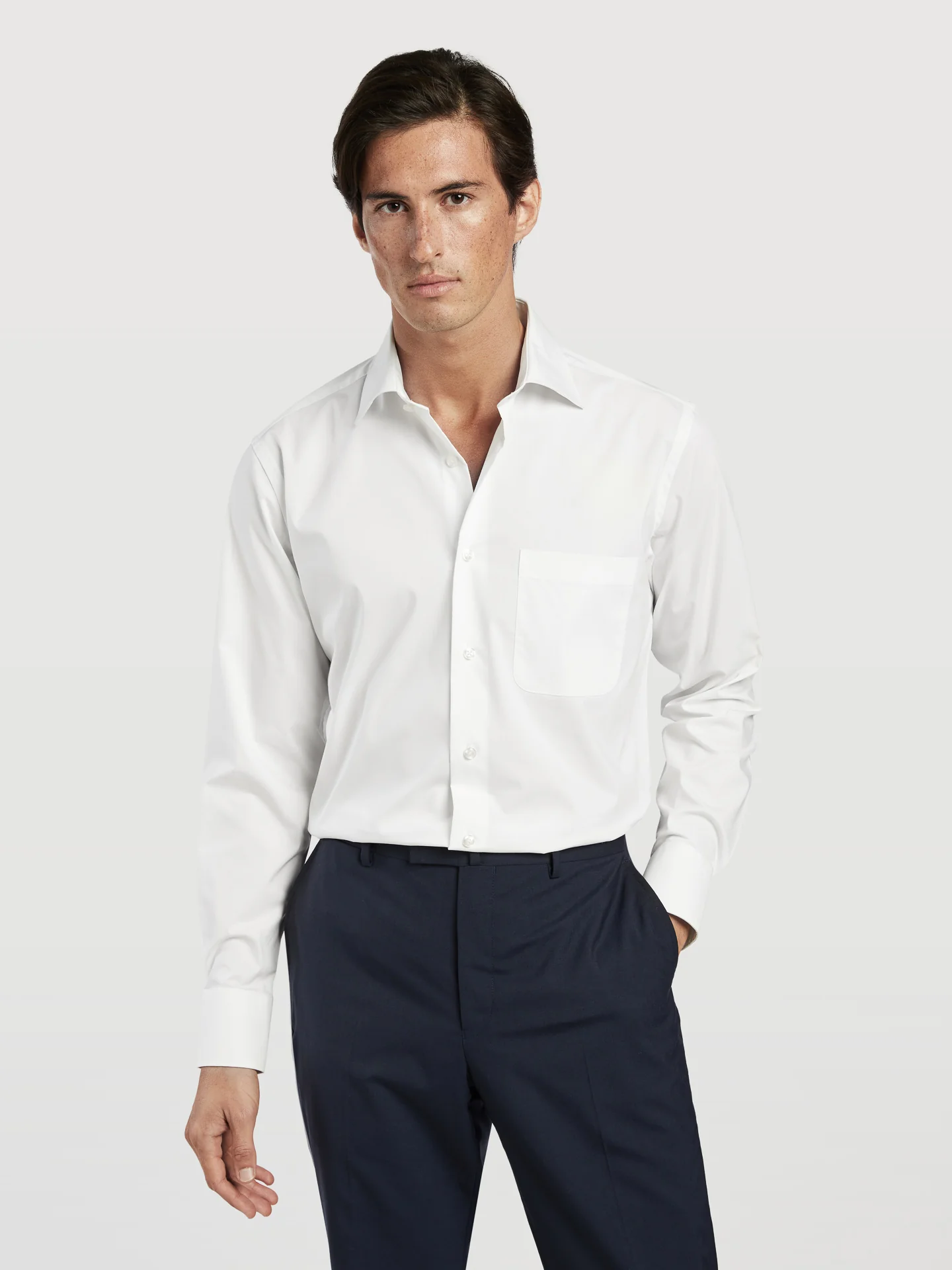 Regular Fit Camisa Popeline Travel em Algodão Comfort