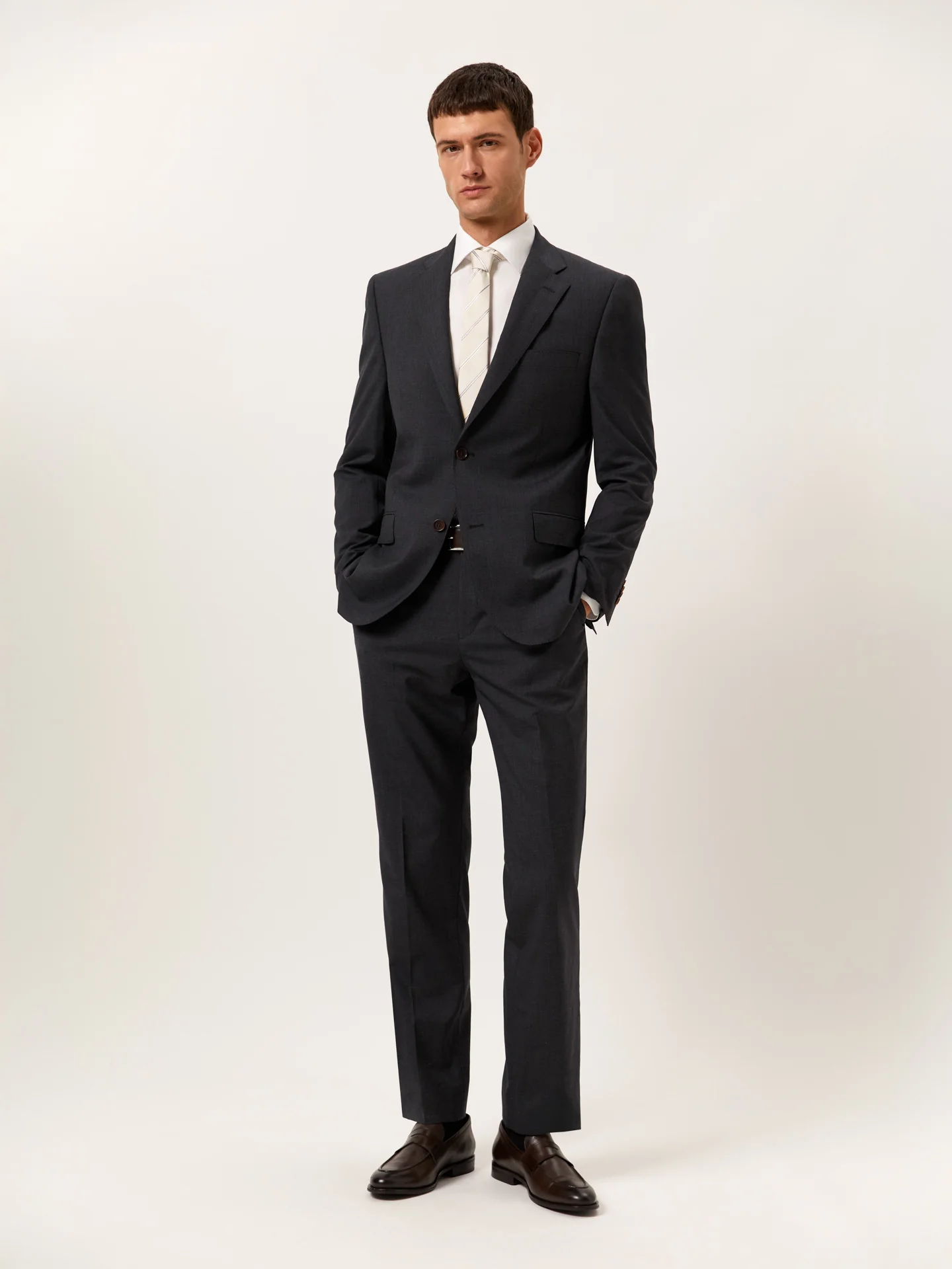 Regular Fit Fato Formal em 100% Lã
