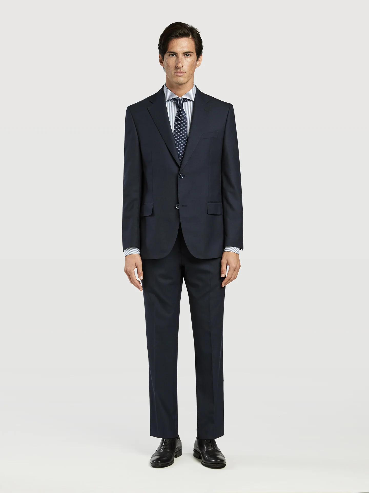 Regular Fit Fato Sharkskin em 100% Lã