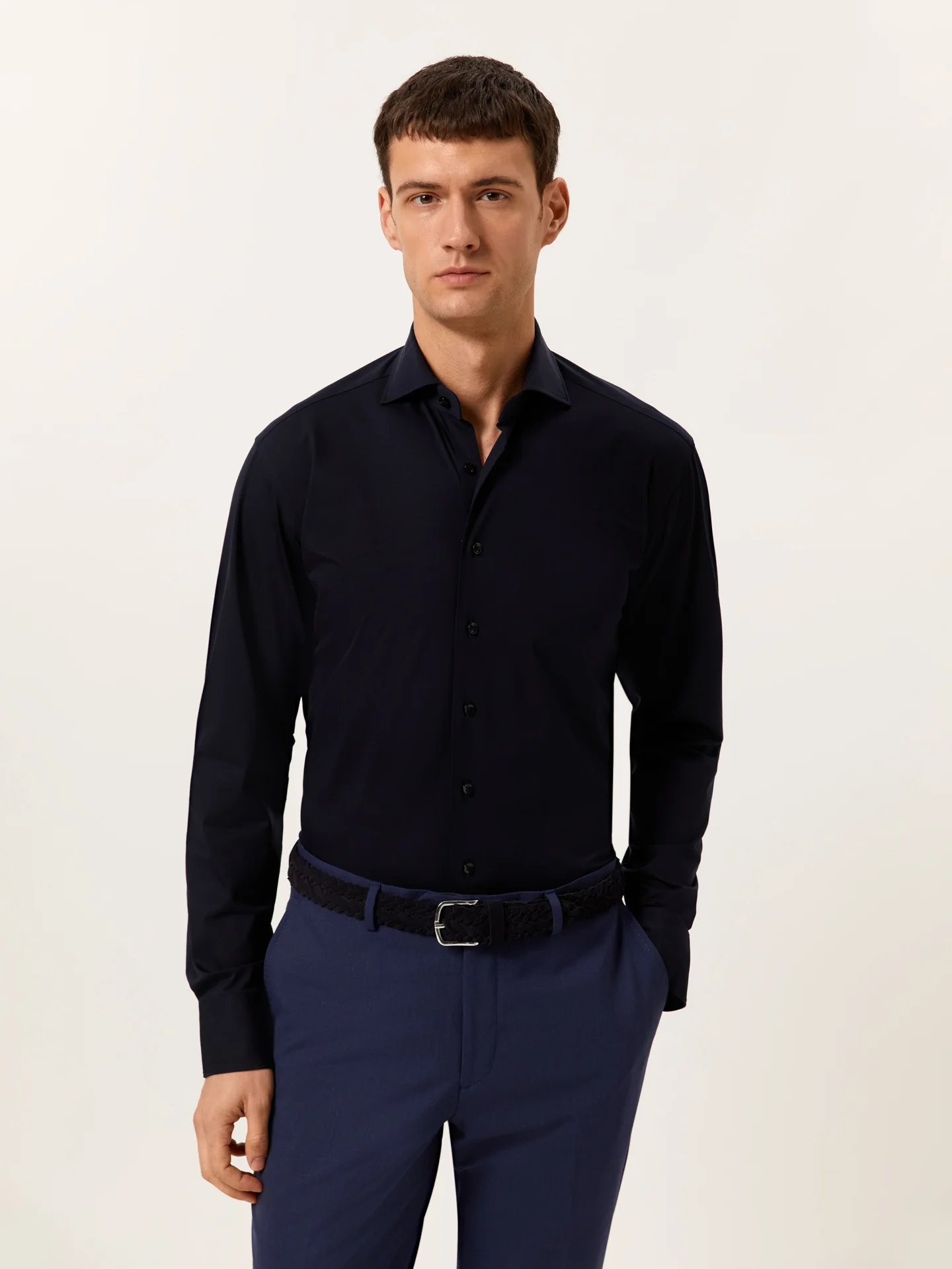 Slim Fit Camisa Jersey Travel em Algodão Comfort - Image 2