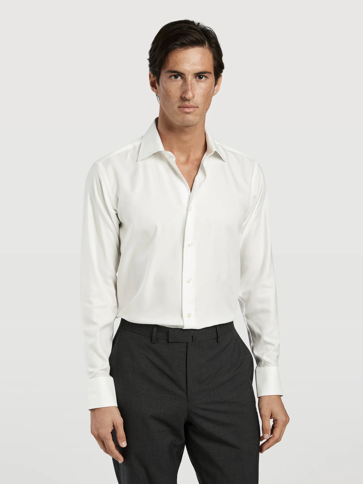 Slim Fit Camisa Oxford Formal em 100% Algodão