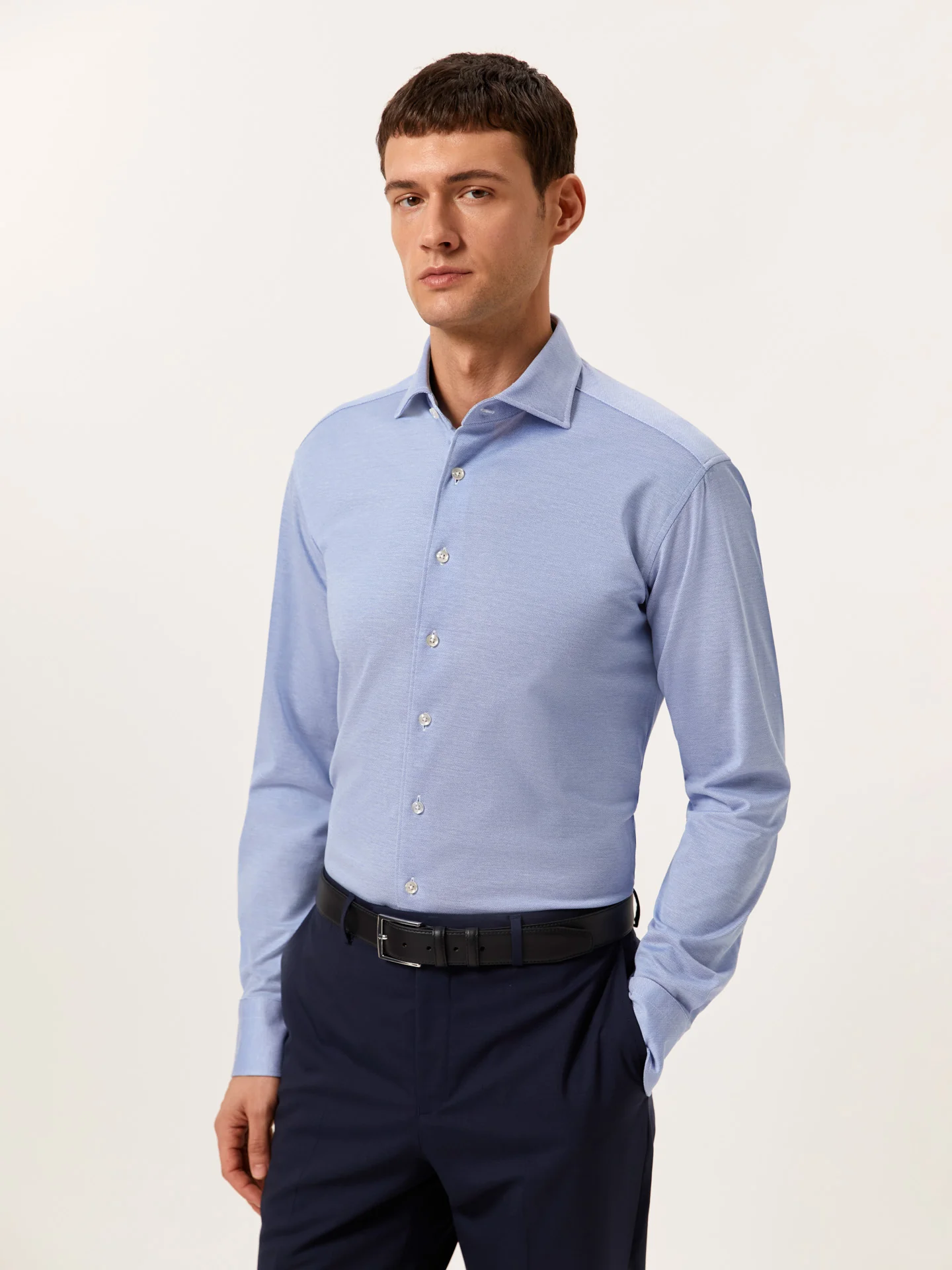 Slim Fit Camisa Piqué Travel em Algodão Comfort