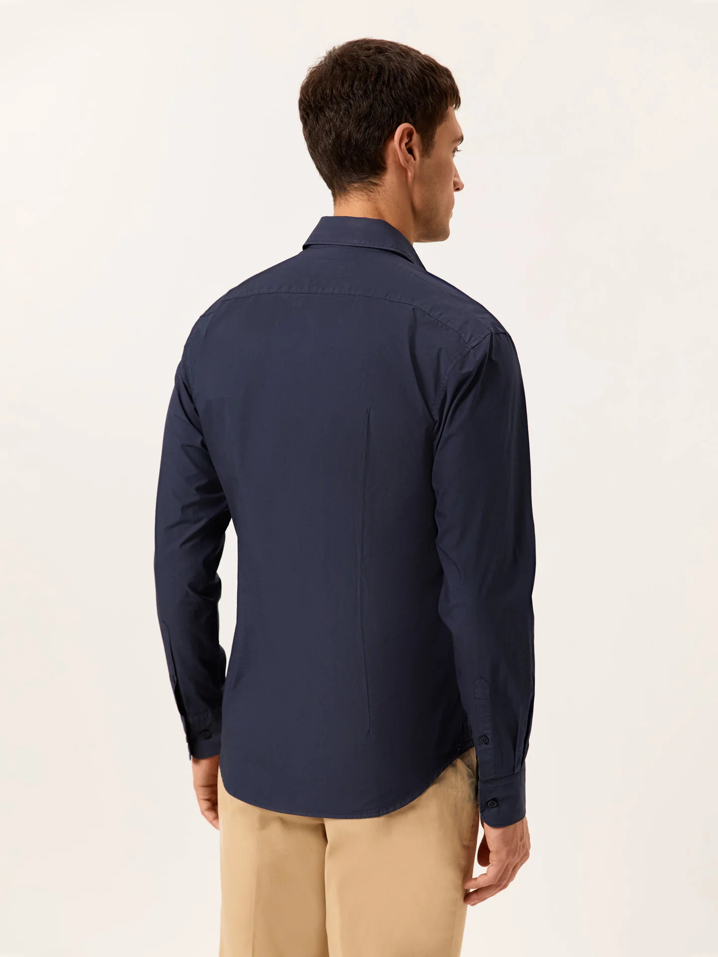 Slim Fit Camisa Popeline Aberta Garment Dye em Algodão Comfort - Image 3