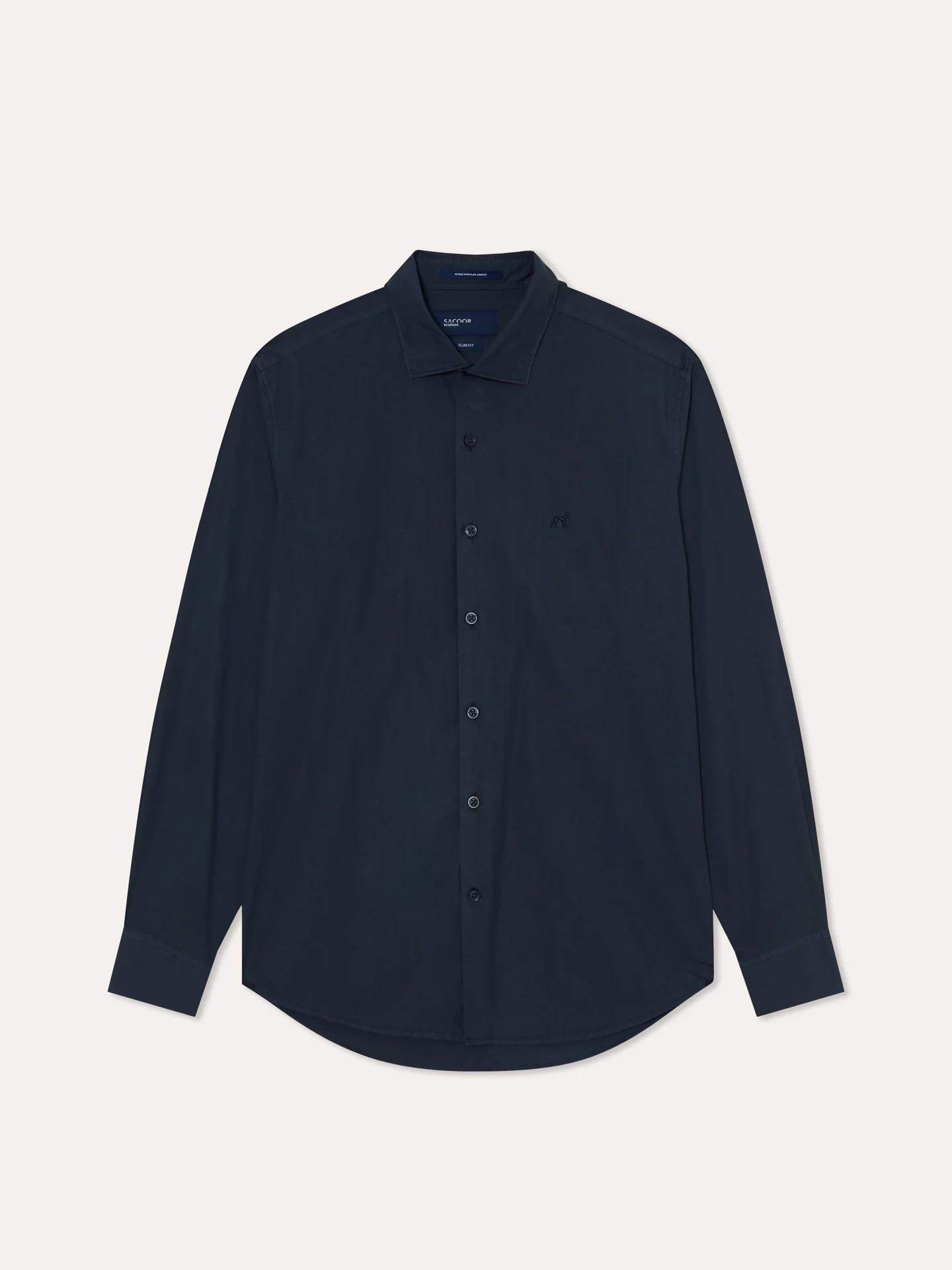 Slim Fit Camisa Popeline Aberta Garment Dye em Algodão Comfort - Image 4