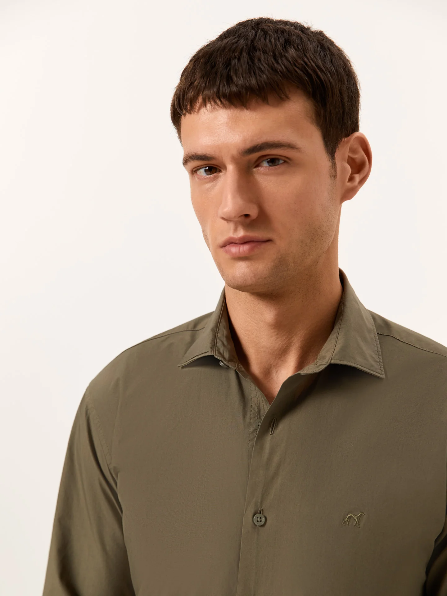 Slim Fit Camisa Popeline Aberta Garment Dye em Algodão Comfort - Image 3