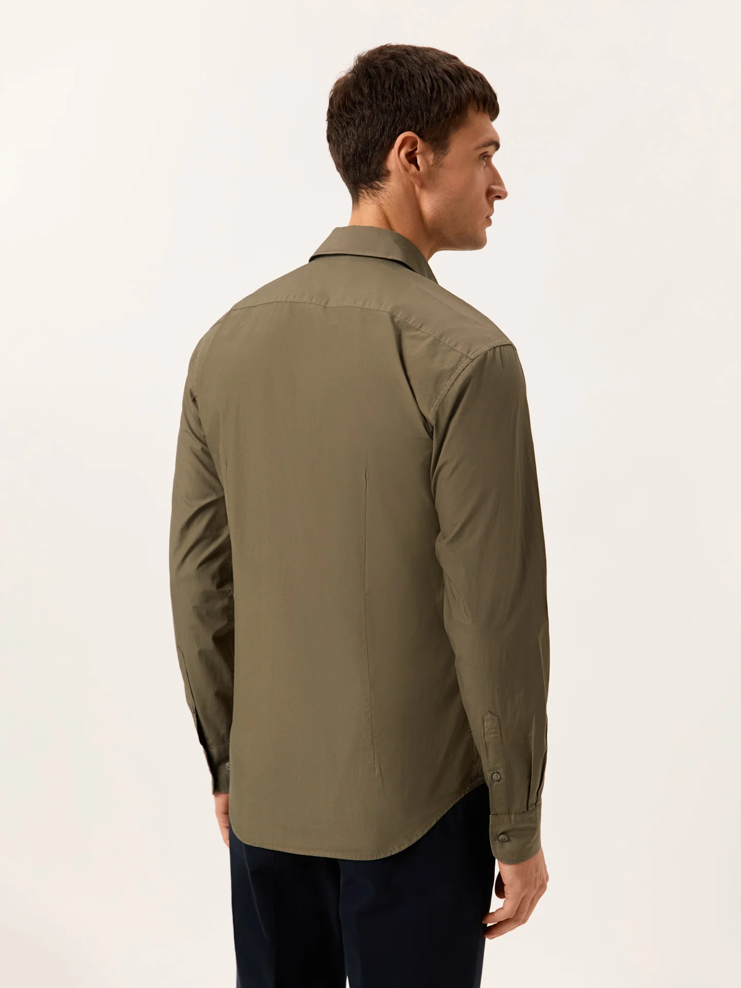 Slim Fit Camisa Popeline Aberta Garment Dye em Algodão Comfort - Image 4