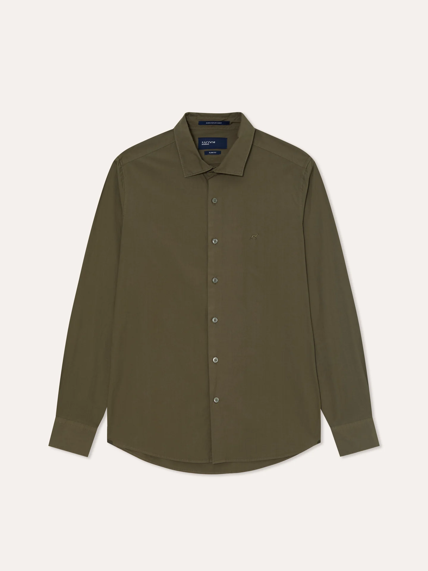 Slim Fit Camisa Popeline Aberta Garment Dye em Algodão Comfort - Image 5