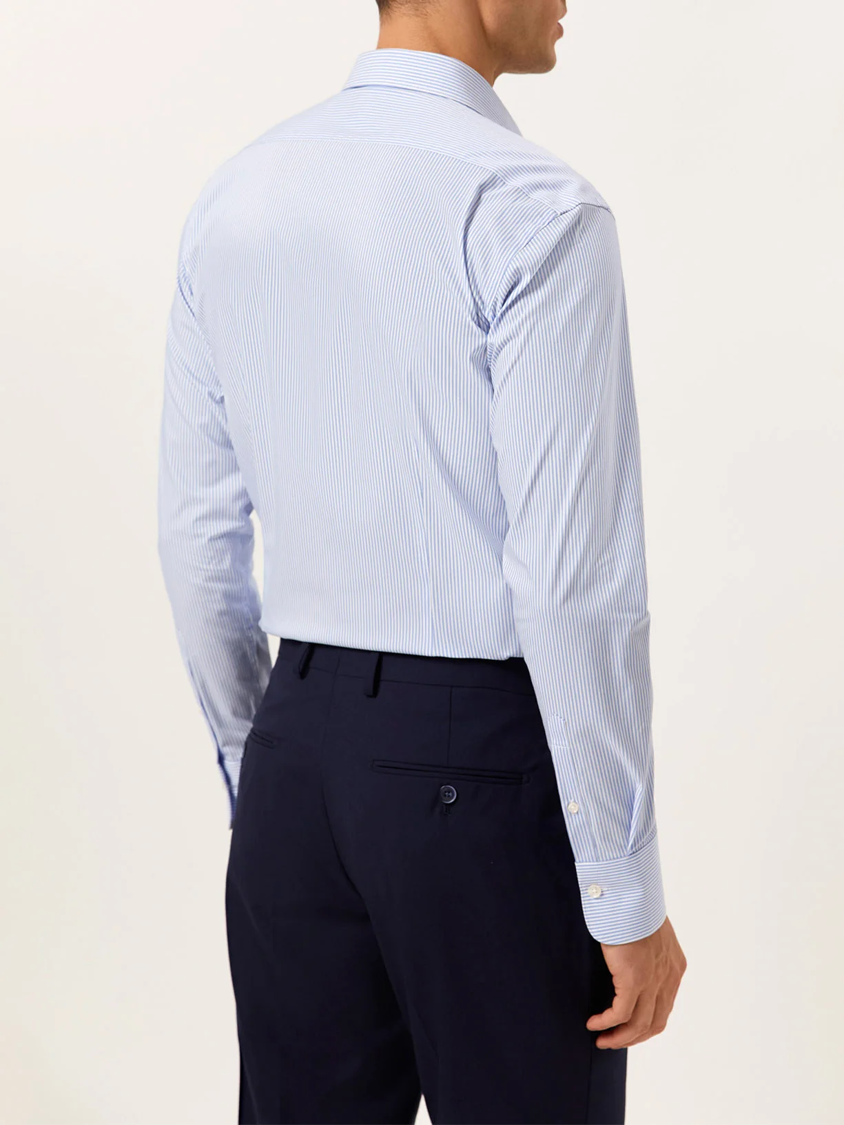 Slim Fit Camisa Popeline às Riscas Travel em Algodão Comfort - Image 3
