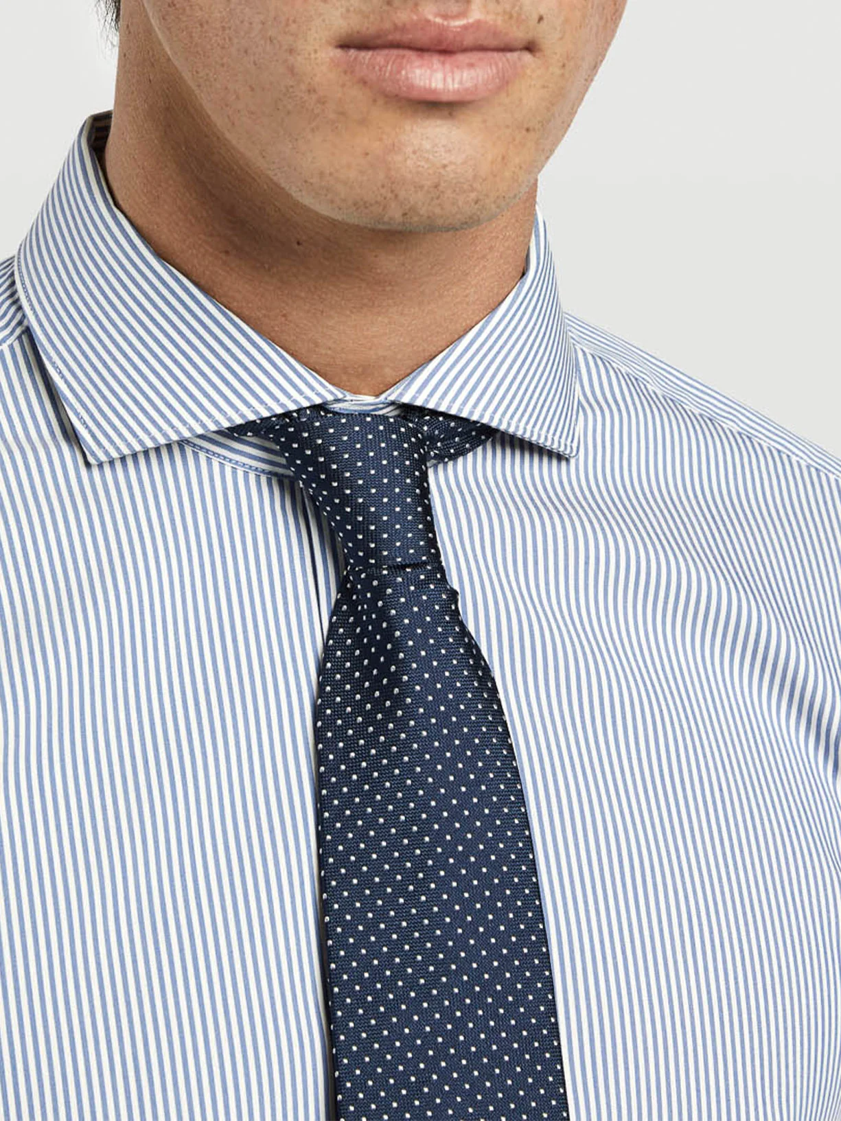 Slim Fit Camisa Popeline às Riscas Travel em Algodão Comfort - Image 3