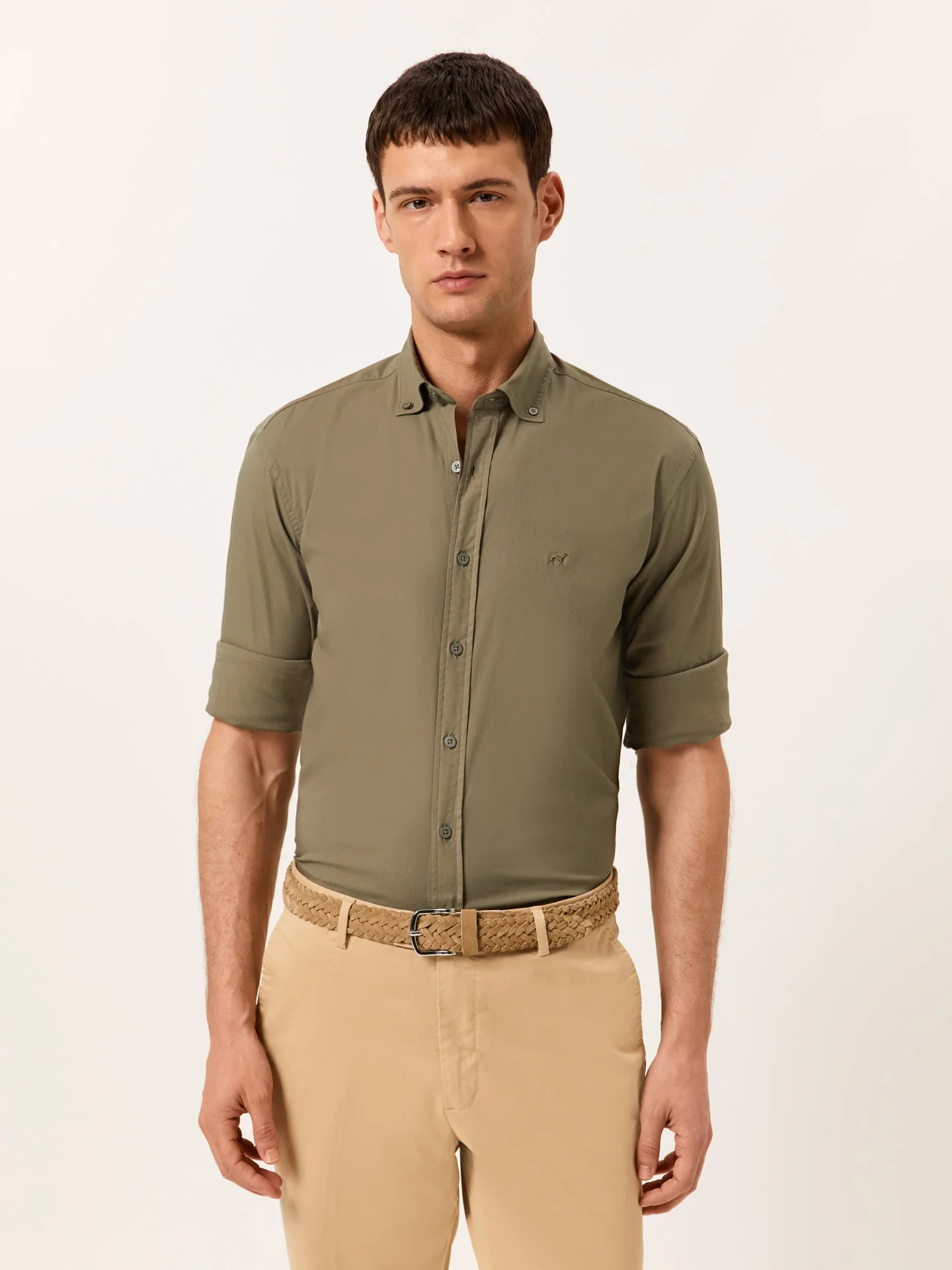 Slim Fit Camisa Popeline Garment Dye em Algodão Comfort - Image 3