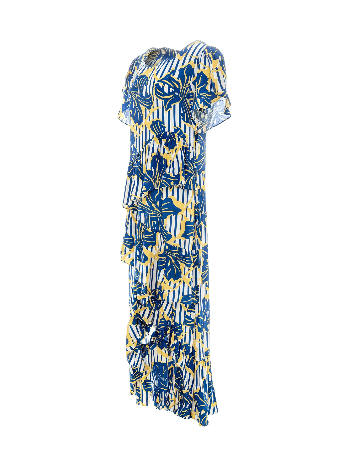 Vestido Estampado Floral Em Viscose Com Mistura Lenzing Com Folhos - Image 3